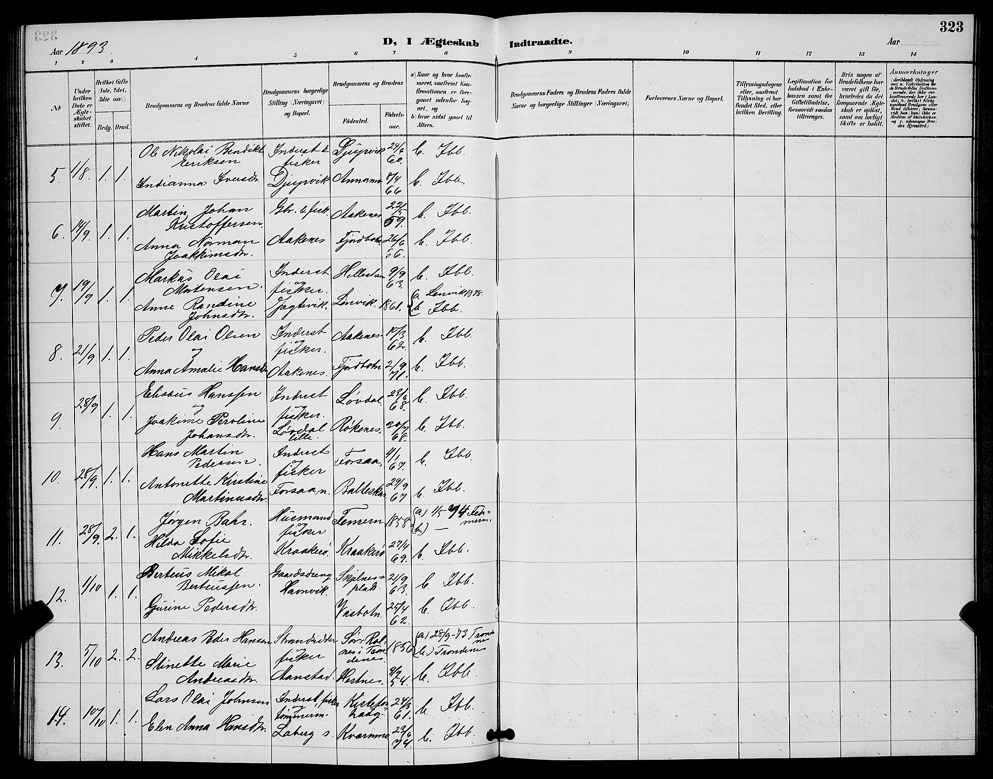 Ibestad sokneprestembete, SATØ/S-0077/H/Ha/Hab/L0008klokker: Parish register (copy) no. 8, 1890-1903, p. 323