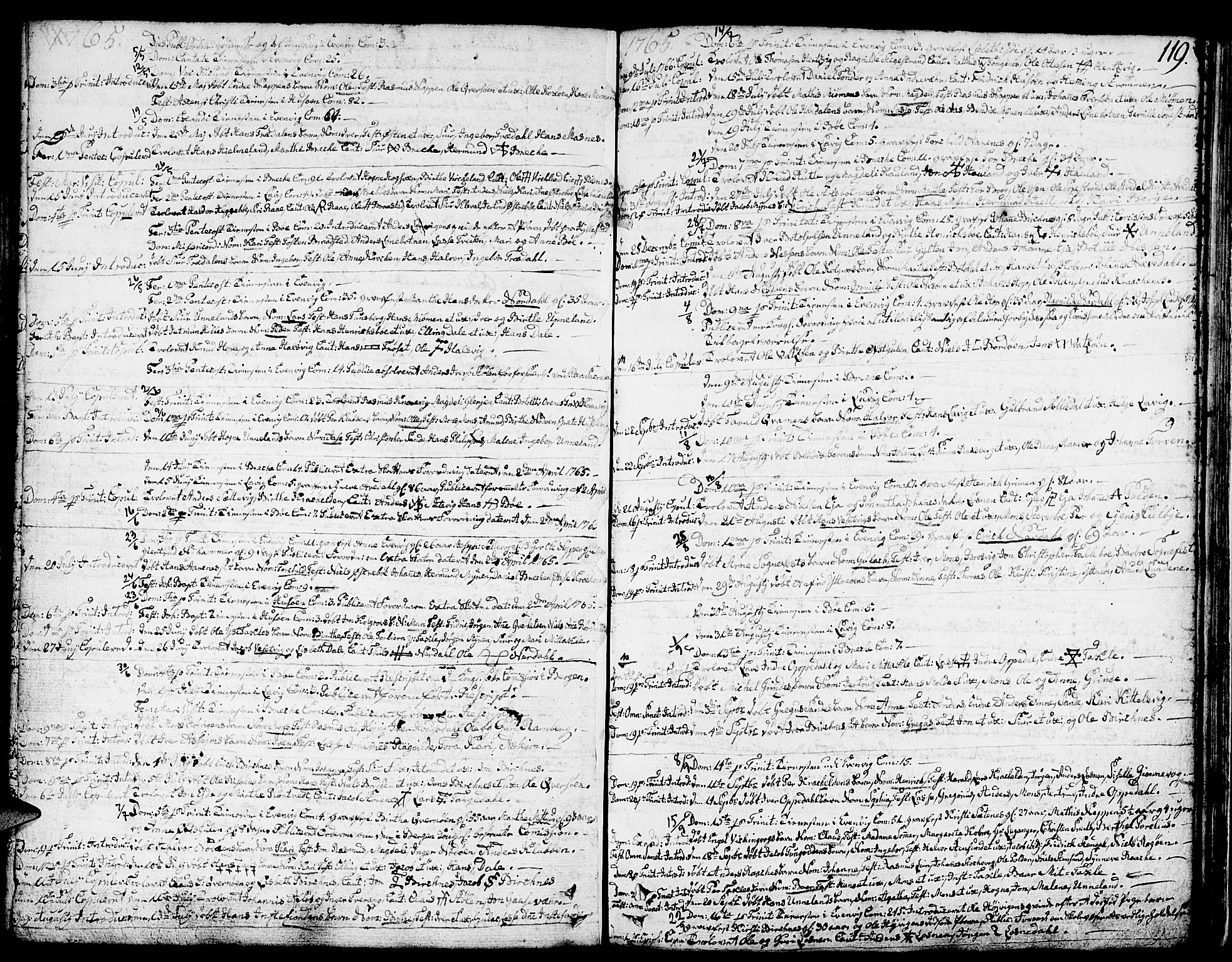 Gulen sokneprestembete, SAB/A-80201/H/Haa/Haaa/L0012: Parish register (official) no. A 12, 1749-1776, p. 119