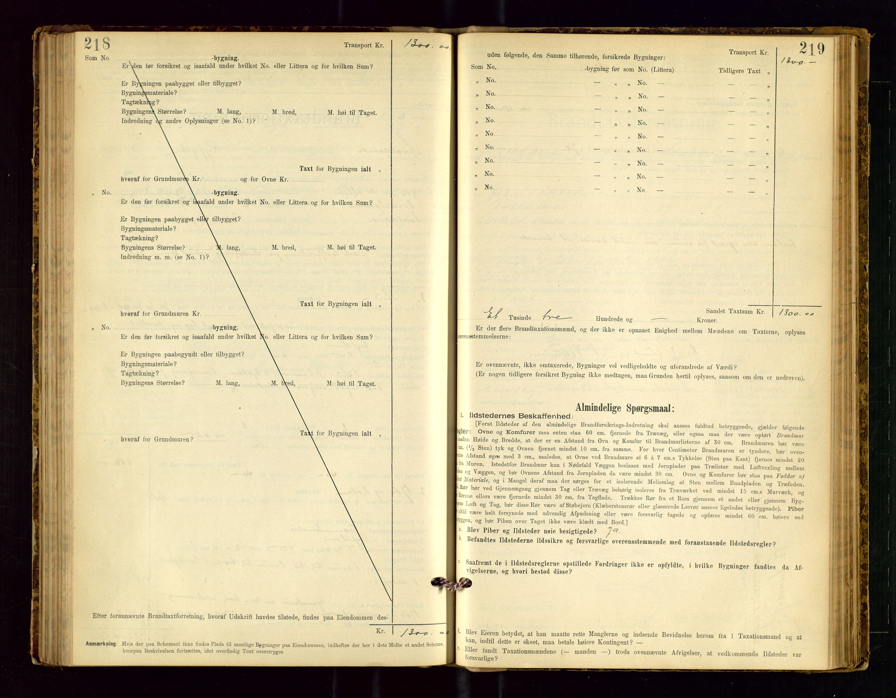 Avaldsnes lensmannskontor, SAST/A-100286/Gob/L0001: "Brandtaxationsprotokol for Avaldsnes Lensmandsdistrikt Ryfylke Fogderi", 1894-1925, p. 218-219