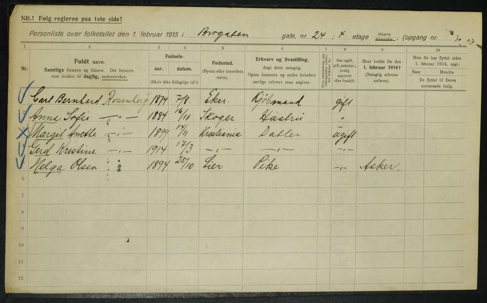 OBA, Municipal Census 1915 for Kristiania, 1915, p. 9904