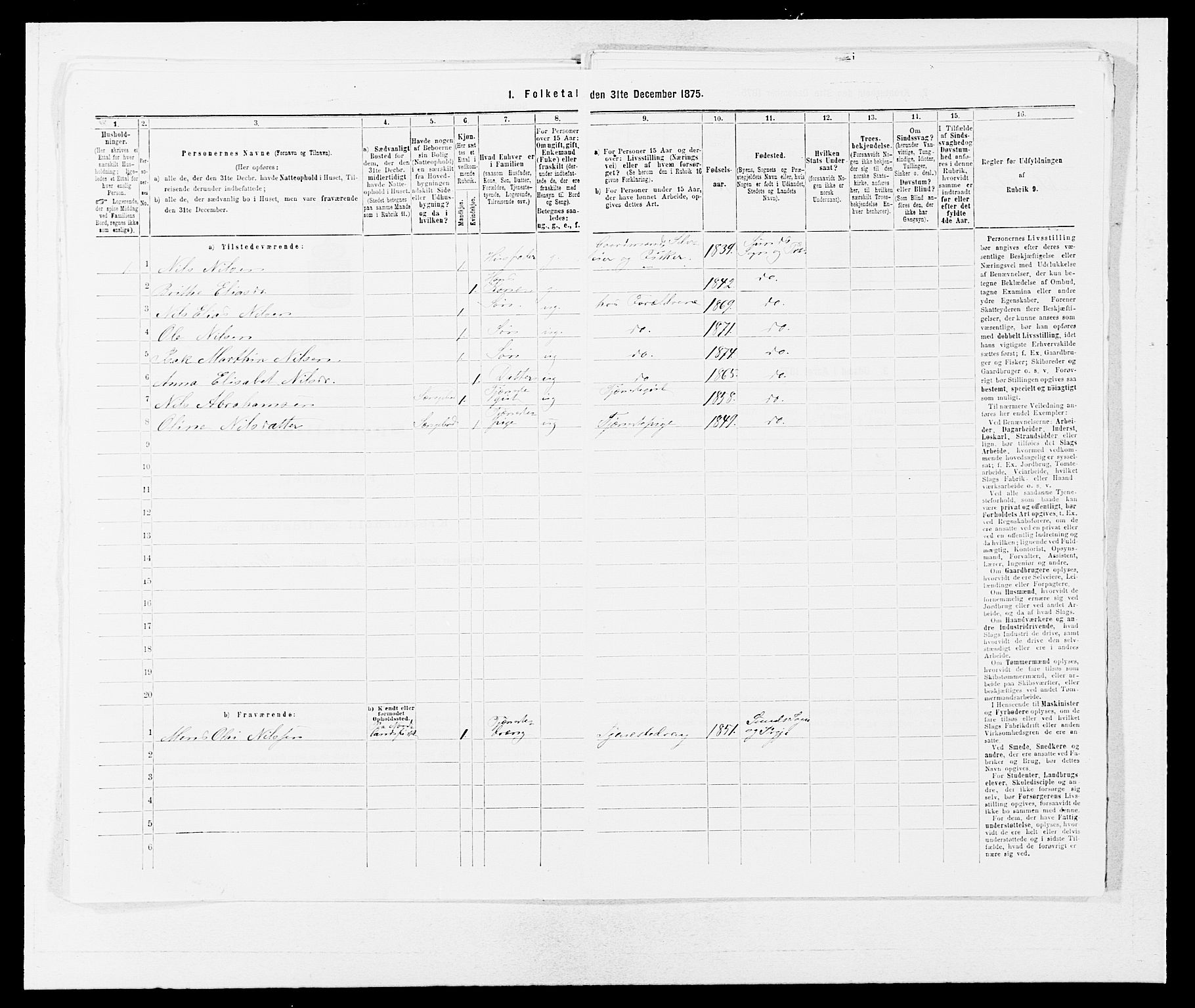 SAB, 1875 census for 1245P Sund, 1875, p. 339