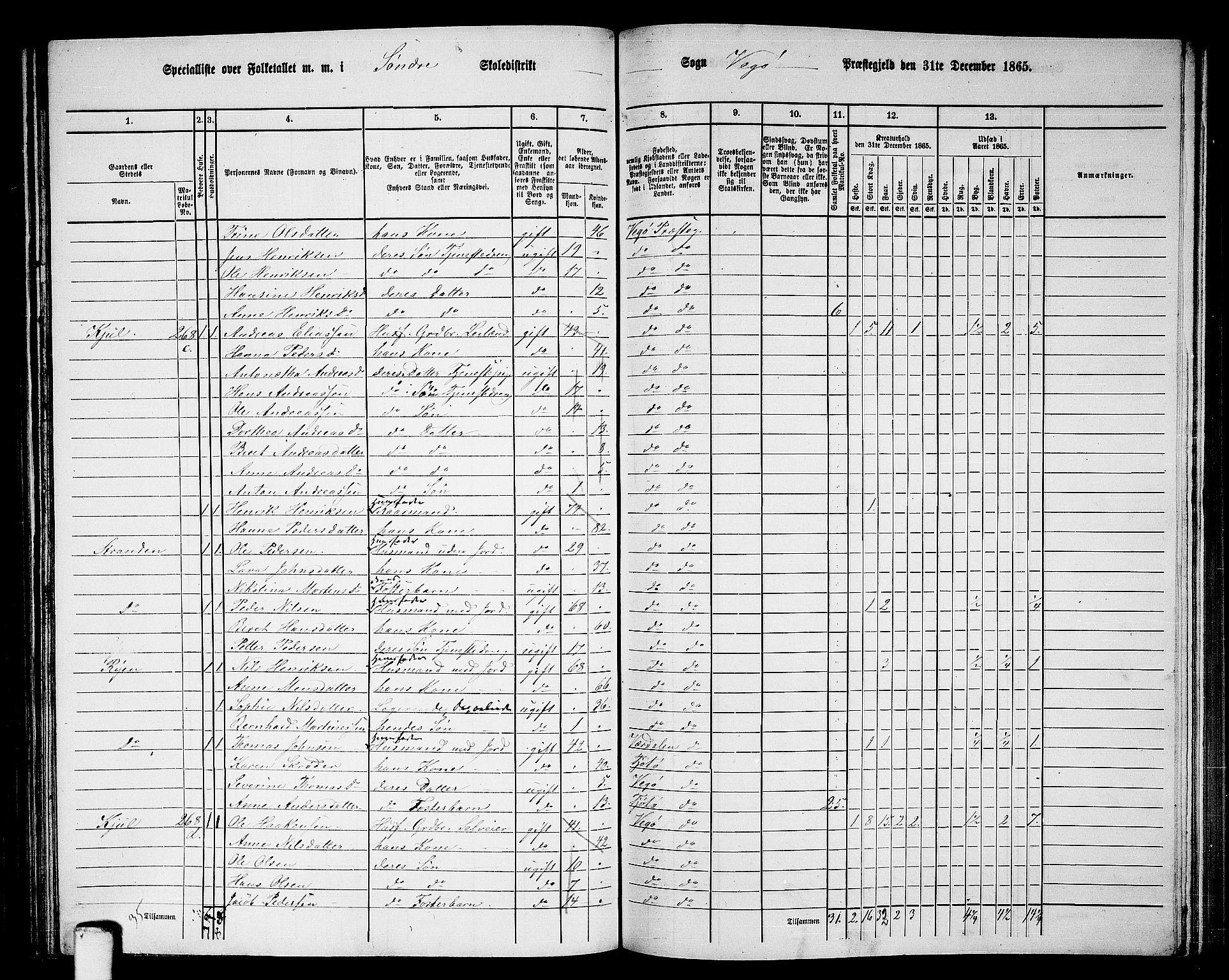 RA, 1865 census for Vega, 1865, p. 39