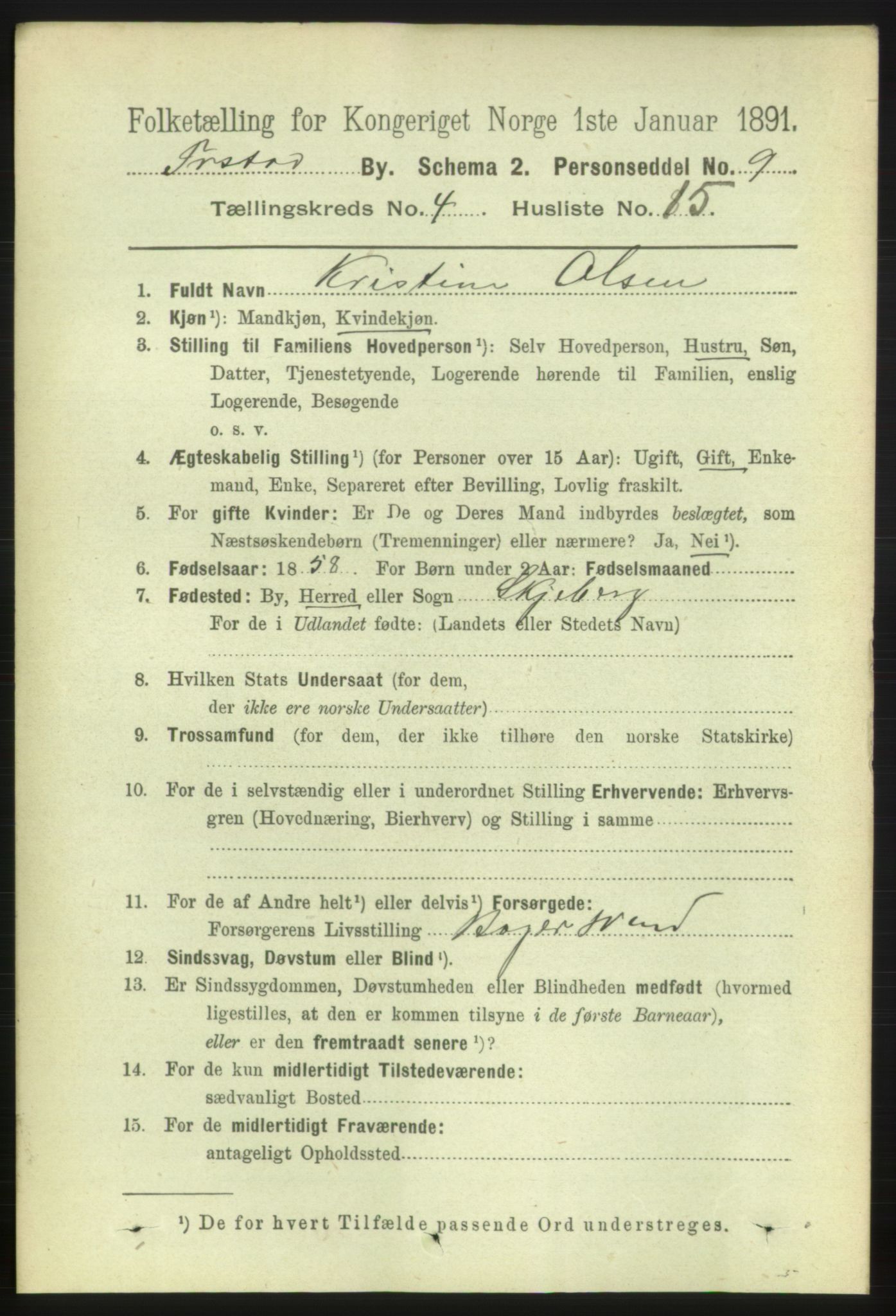 RA, 1891 census for 0103 Fredrikstad, 1891, p. 6434