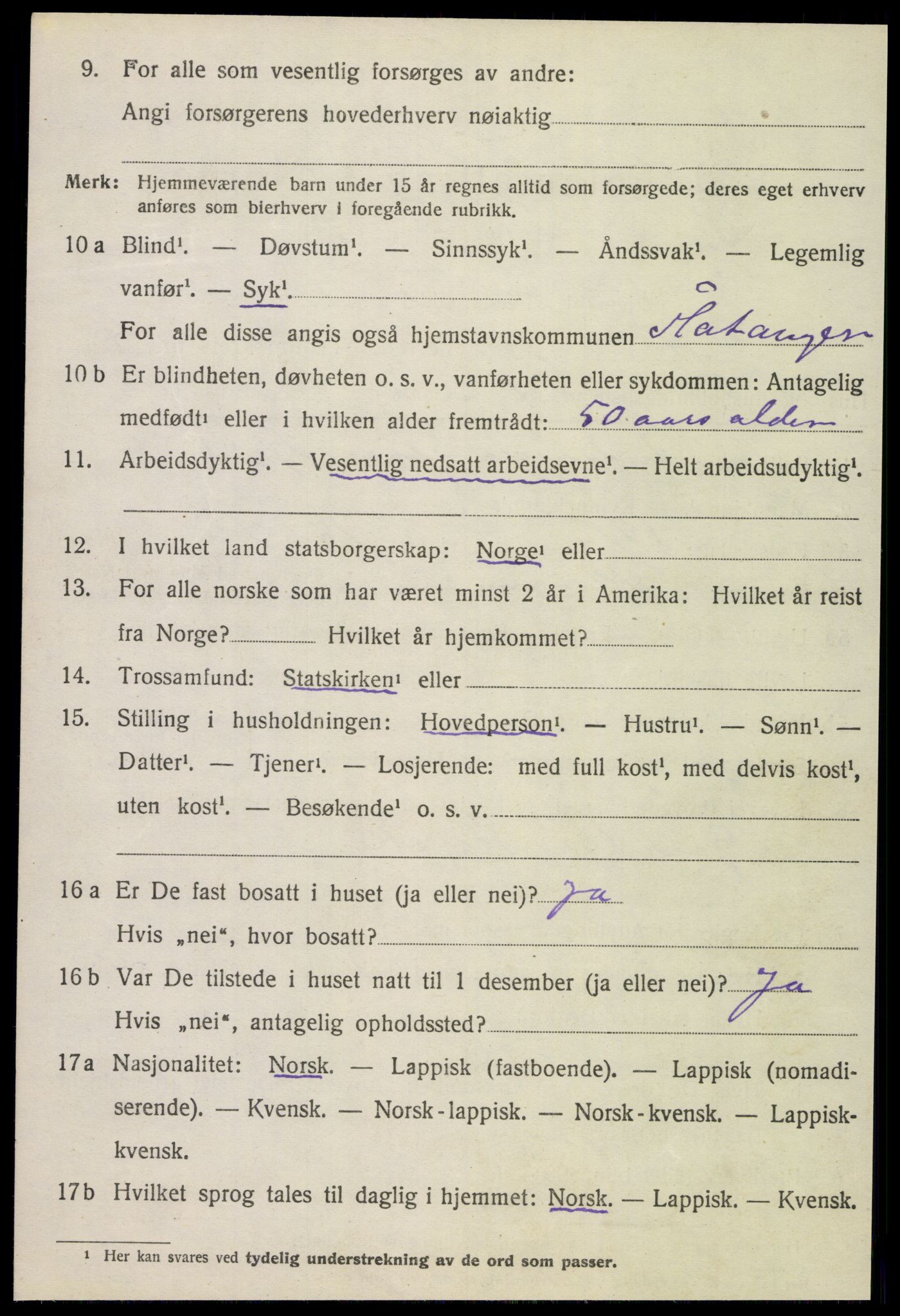 SAT, 1920 census for Flatanger, 1920, p. 2247