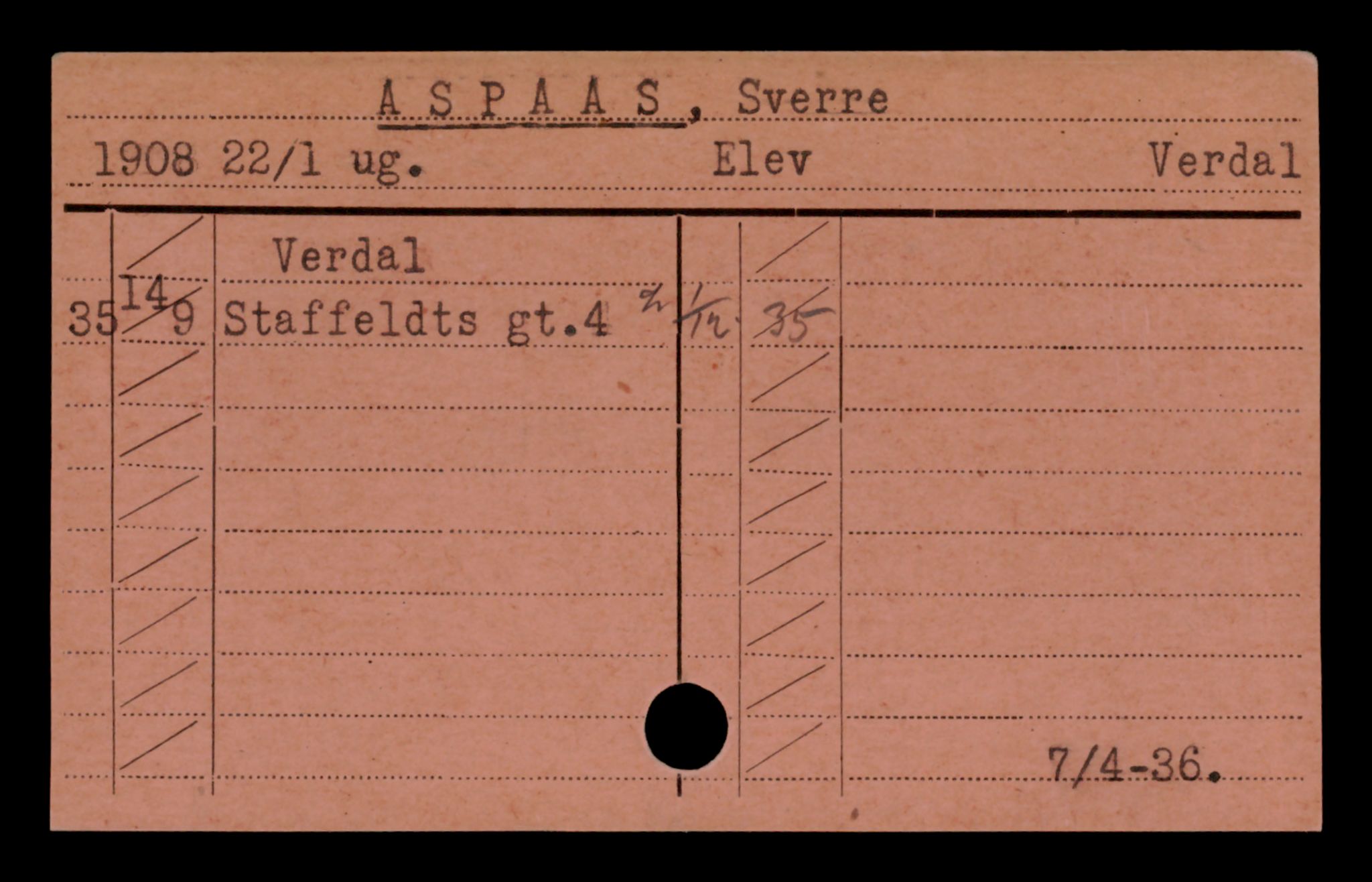 Oslo folkeregister, Registerkort, SAO/A-11715/D/Da/L0007: Menn: Aspaas Harald - Bedin Henning, 1906-1919