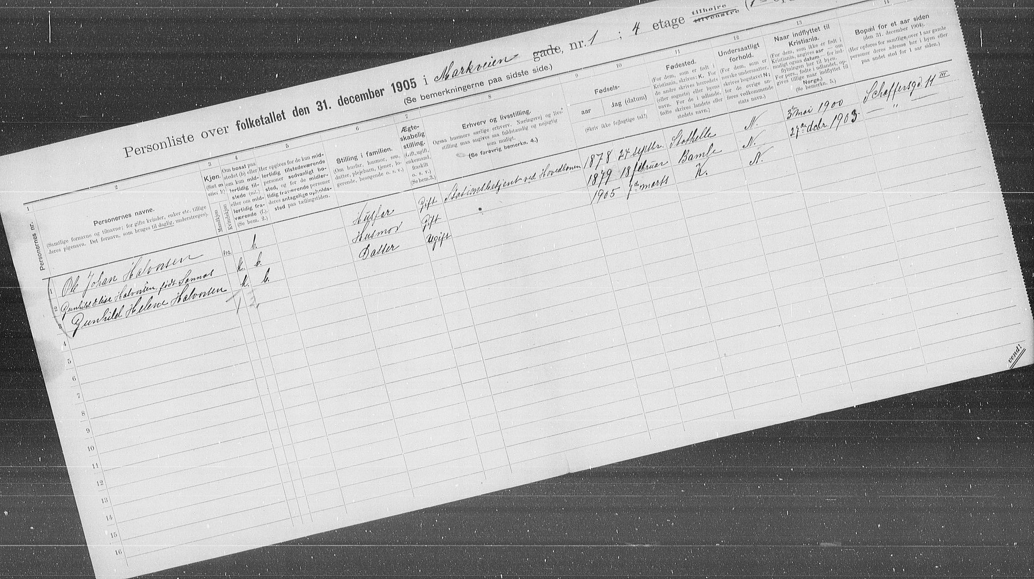 OBA, Municipal Census 1905 for Kristiania, 1905, p. 33073