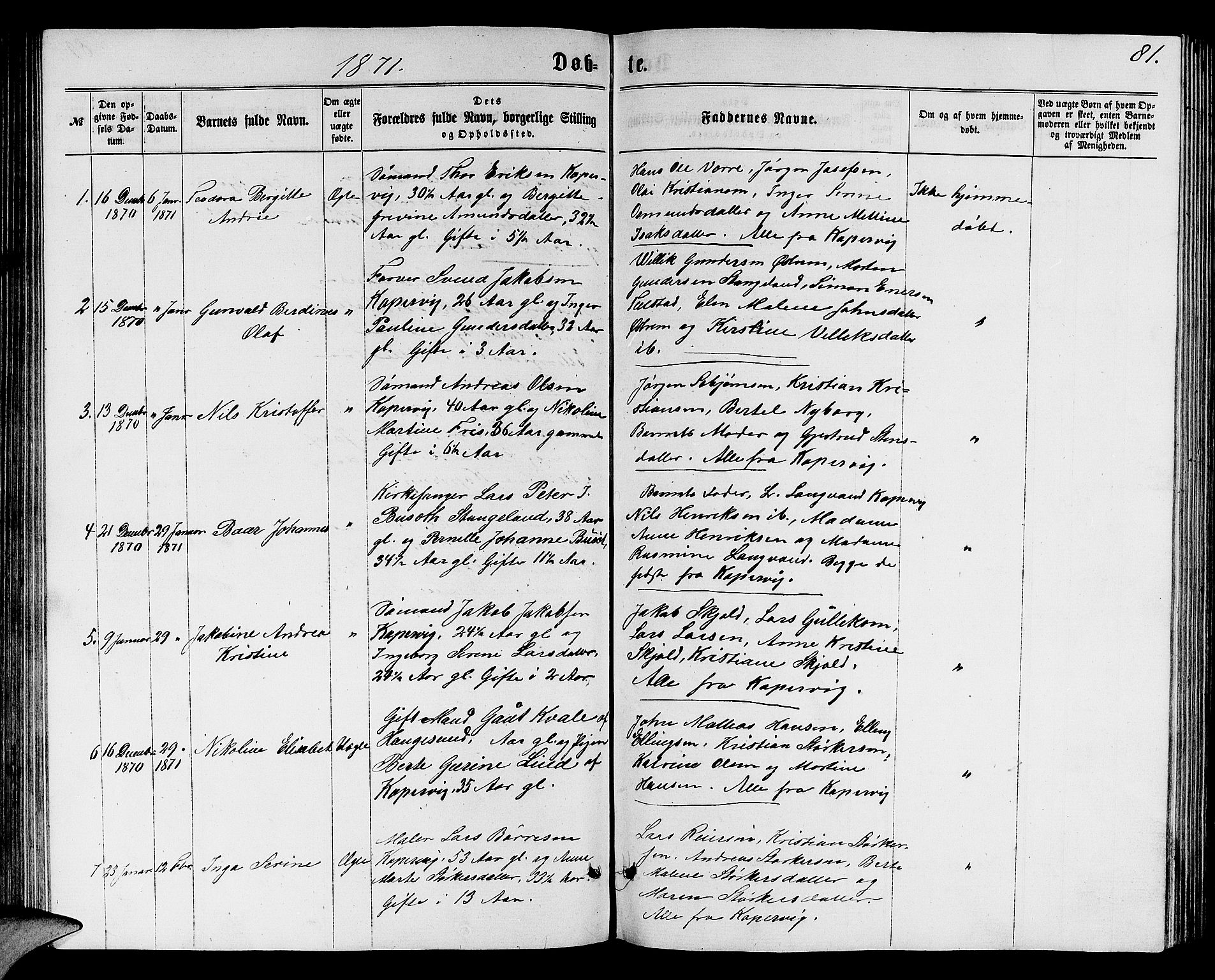 Avaldsnes sokneprestkontor, SAST/A -101851/H/Ha/Hab/L0004: Parish register (copy) no. B 4, 1861-1876, p. 81