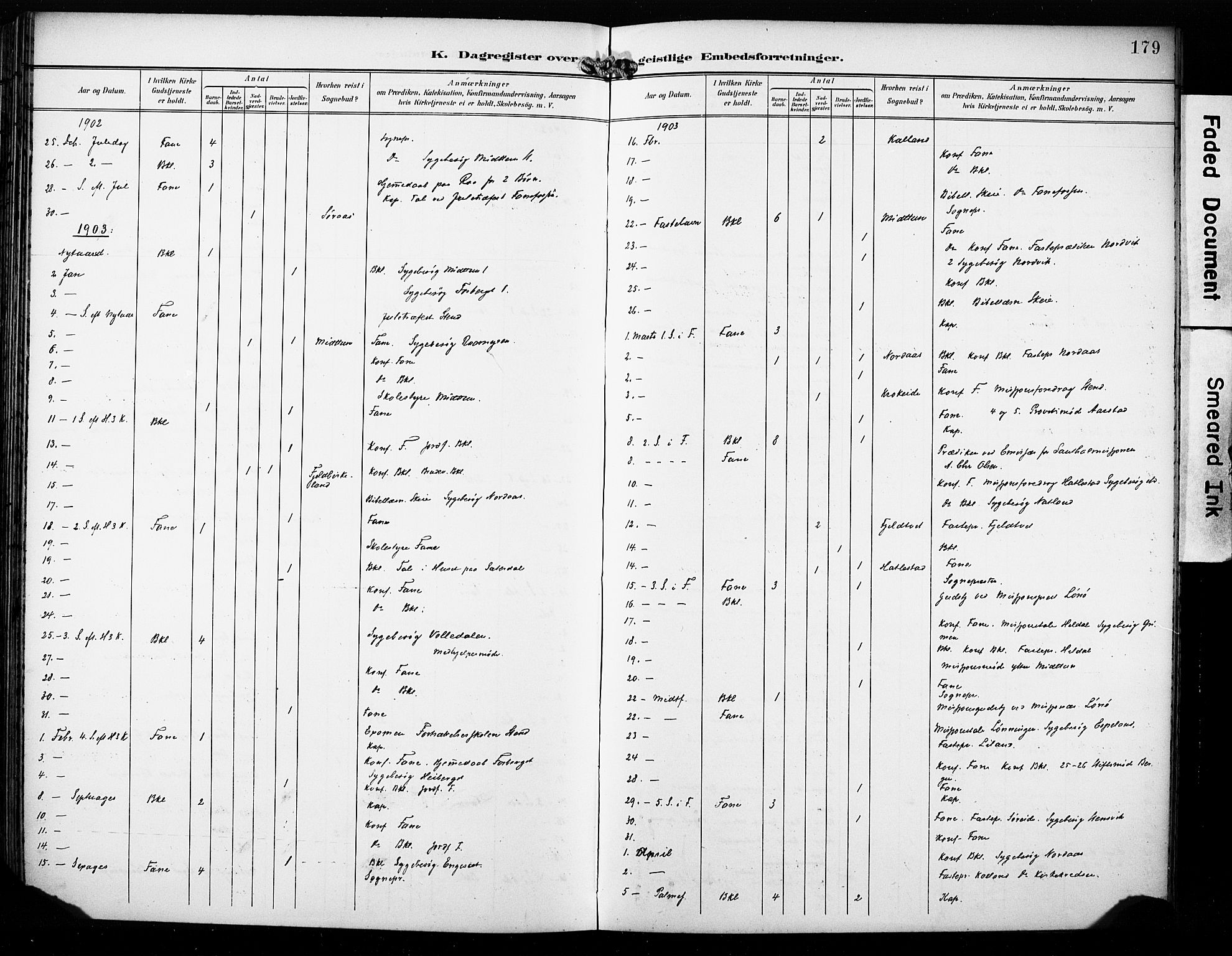 Fana Sokneprestembete, AV/SAB-A-75101/H/Haa/Haab/L0003: Parish register (official) no. B 3, 1898-1907, p. 179