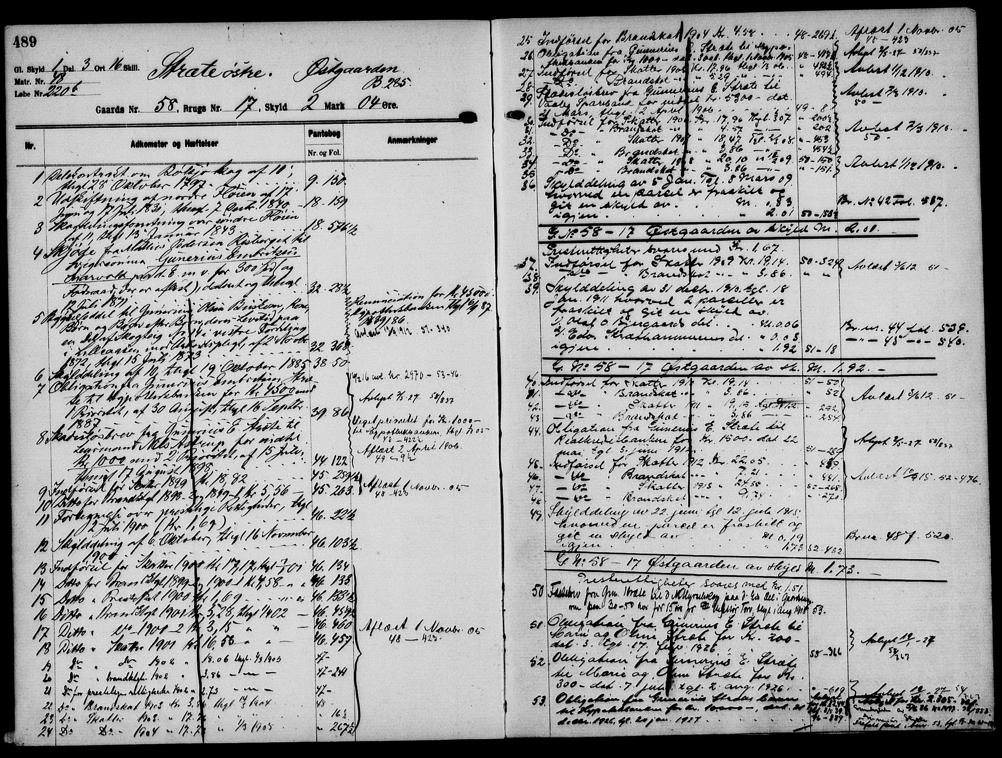 Solør tingrett, AV/SAH-TING-008/H/Ha/Hak/L0004: Mortgage register no. IV, 1900-1935, p. 489