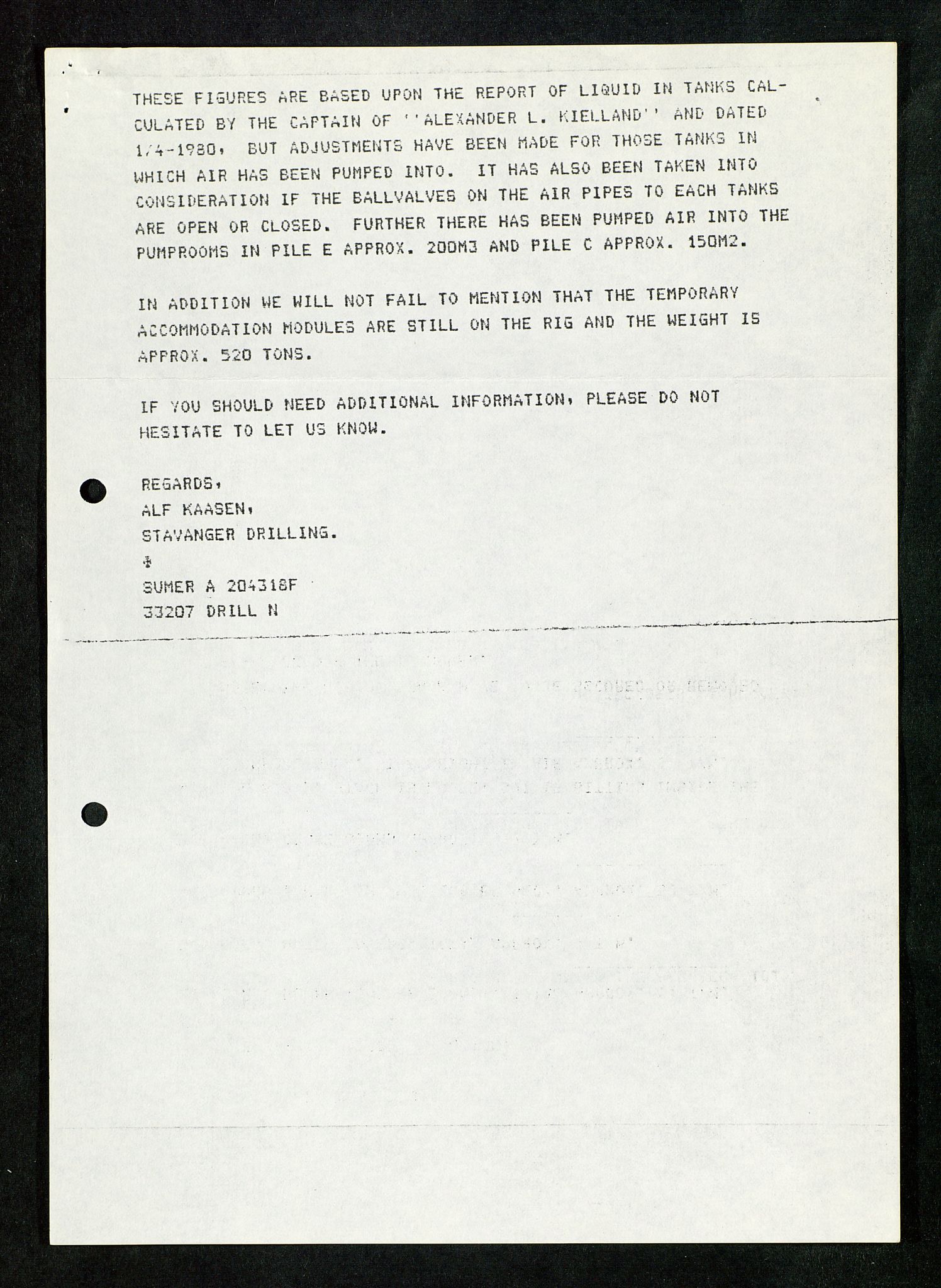 Pa 1503 - Stavanger Drilling AS, AV/SAST-A-101906/Da/L0012: Alexander L. Kielland - Saks- og korrespondansearkiv, 1980, p. 386