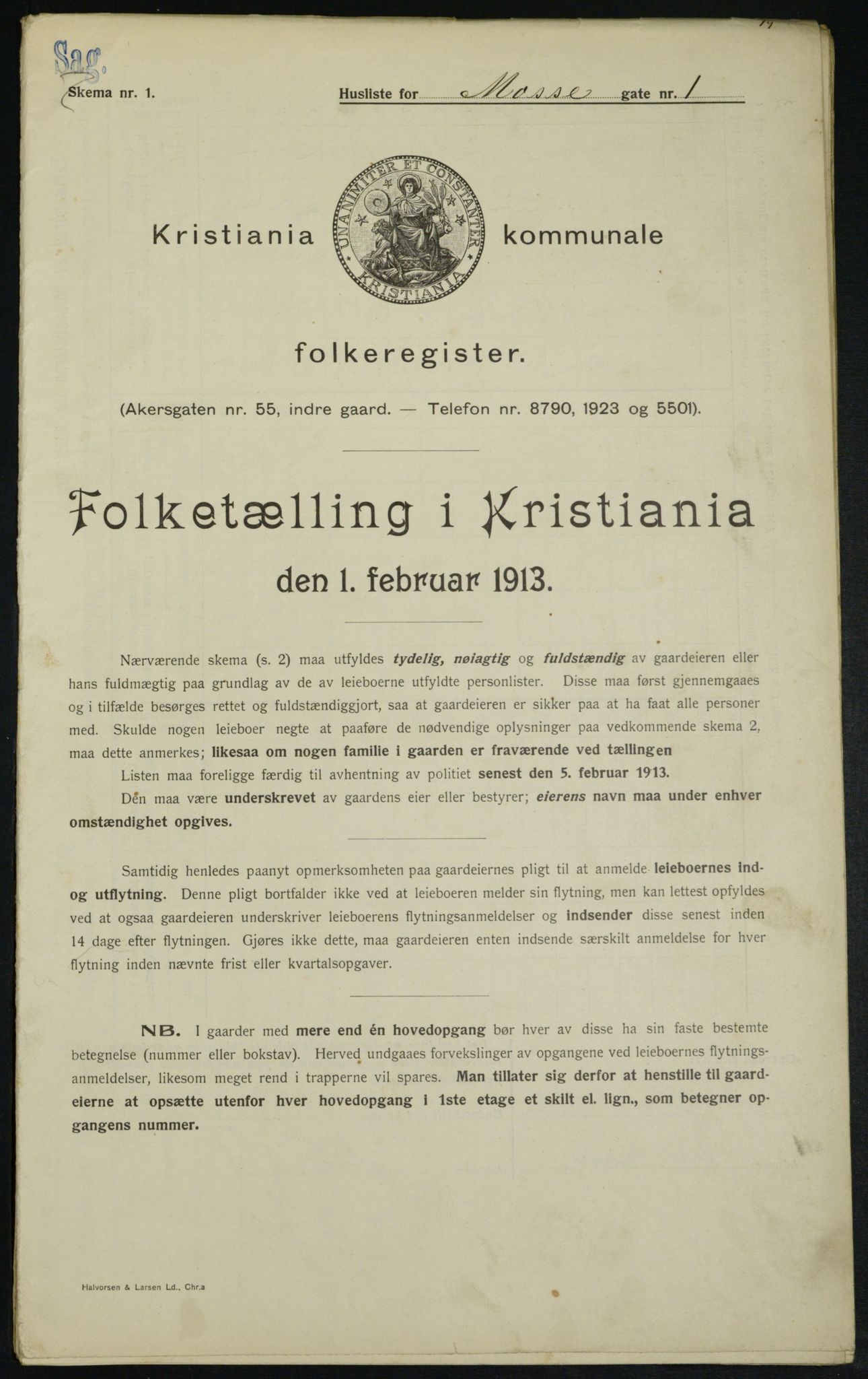 OBA, Municipal Census 1913 for Kristiania, 1913, p. 65584