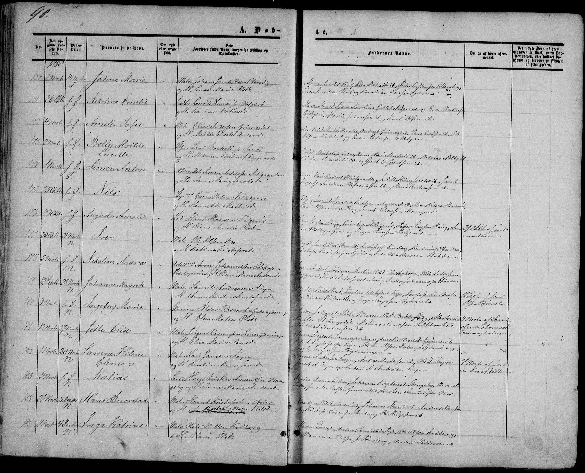 Nøtterøy kirkebøker, AV/SAKO-A-354/F/Fa/L0006: Parish register (official) no. I 6, 1852-1864, p. 90