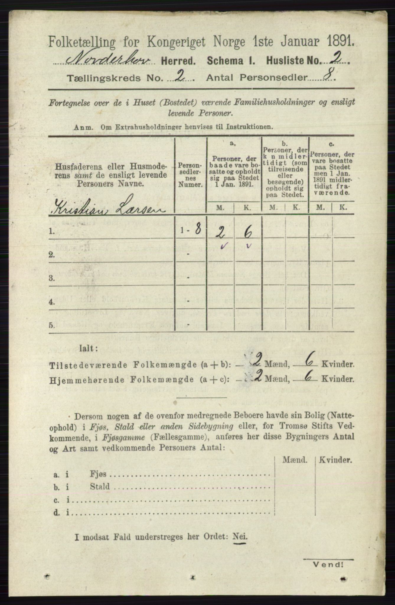 RA, 1891 census for 0613 Norderhov, 1891, p. 620