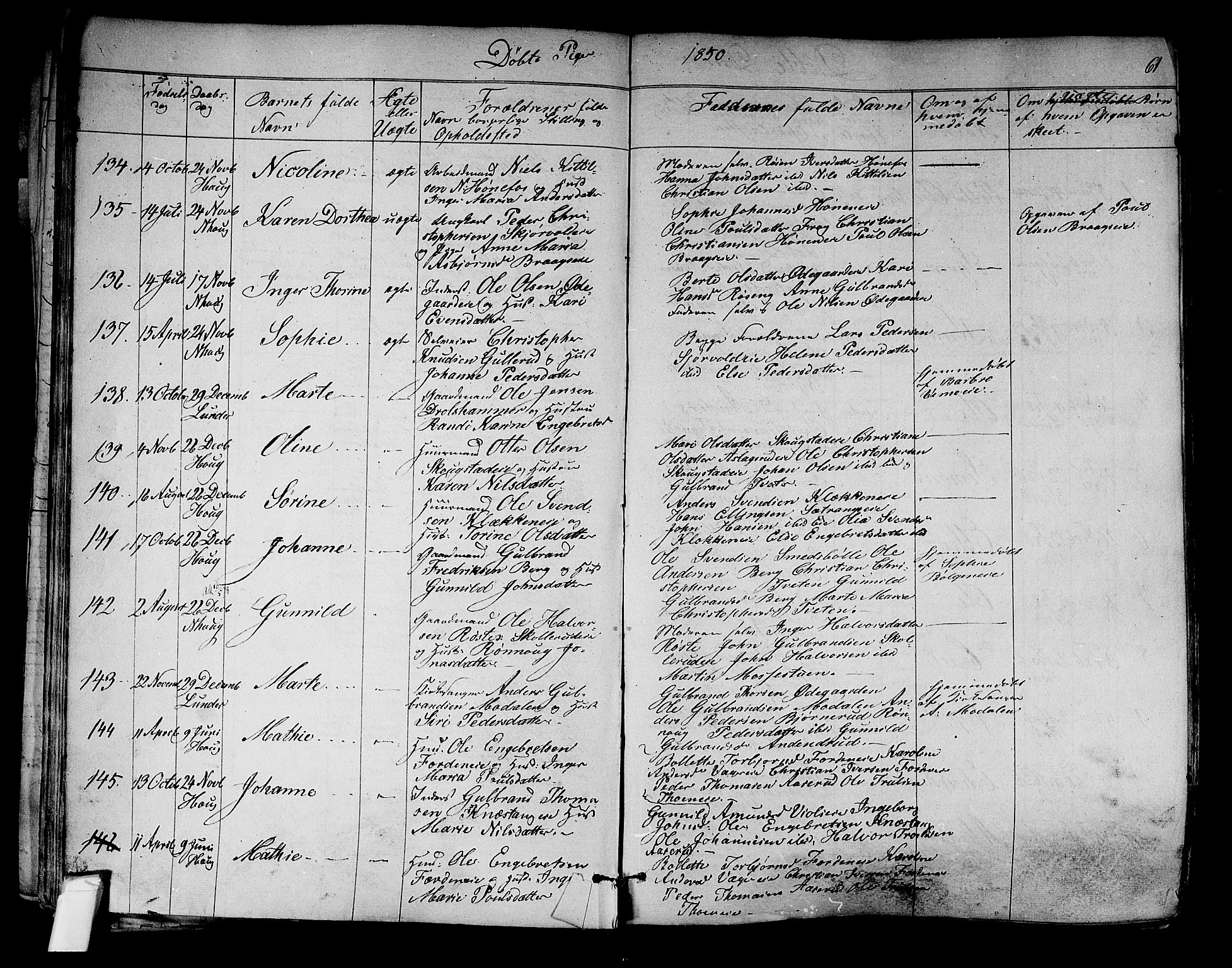 Norderhov kirkebøker, AV/SAKO-A-237/F/Fa/L0011: Parish register (official) no. 11, 1847-1856, p. 61