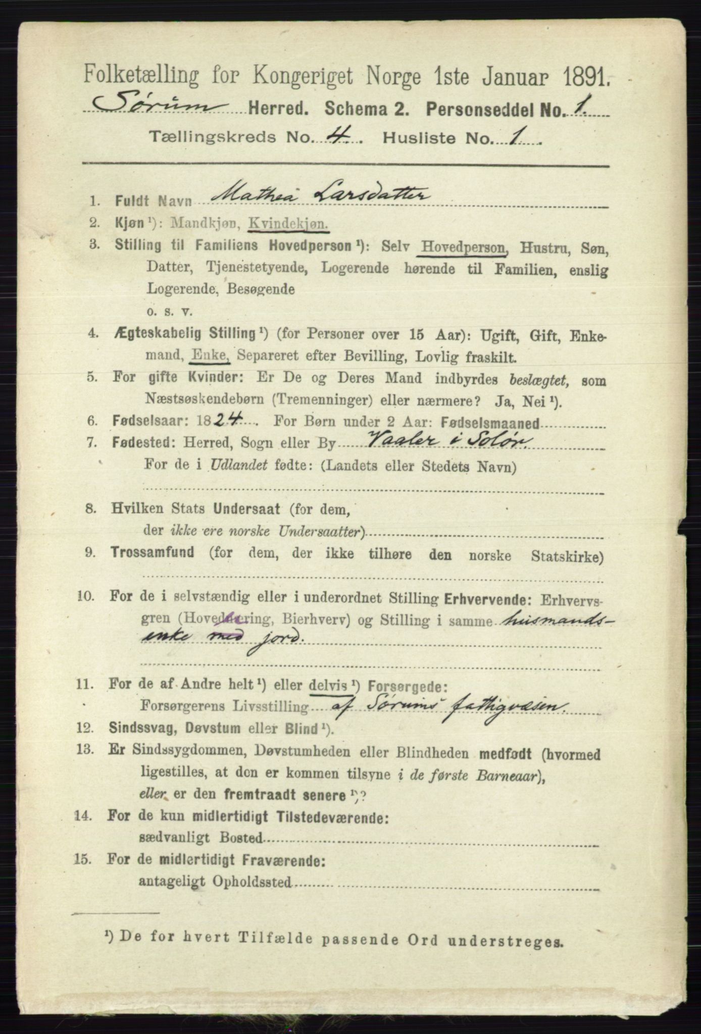 RA, 1891 census for 0226 Sørum, 1891, p. 1886