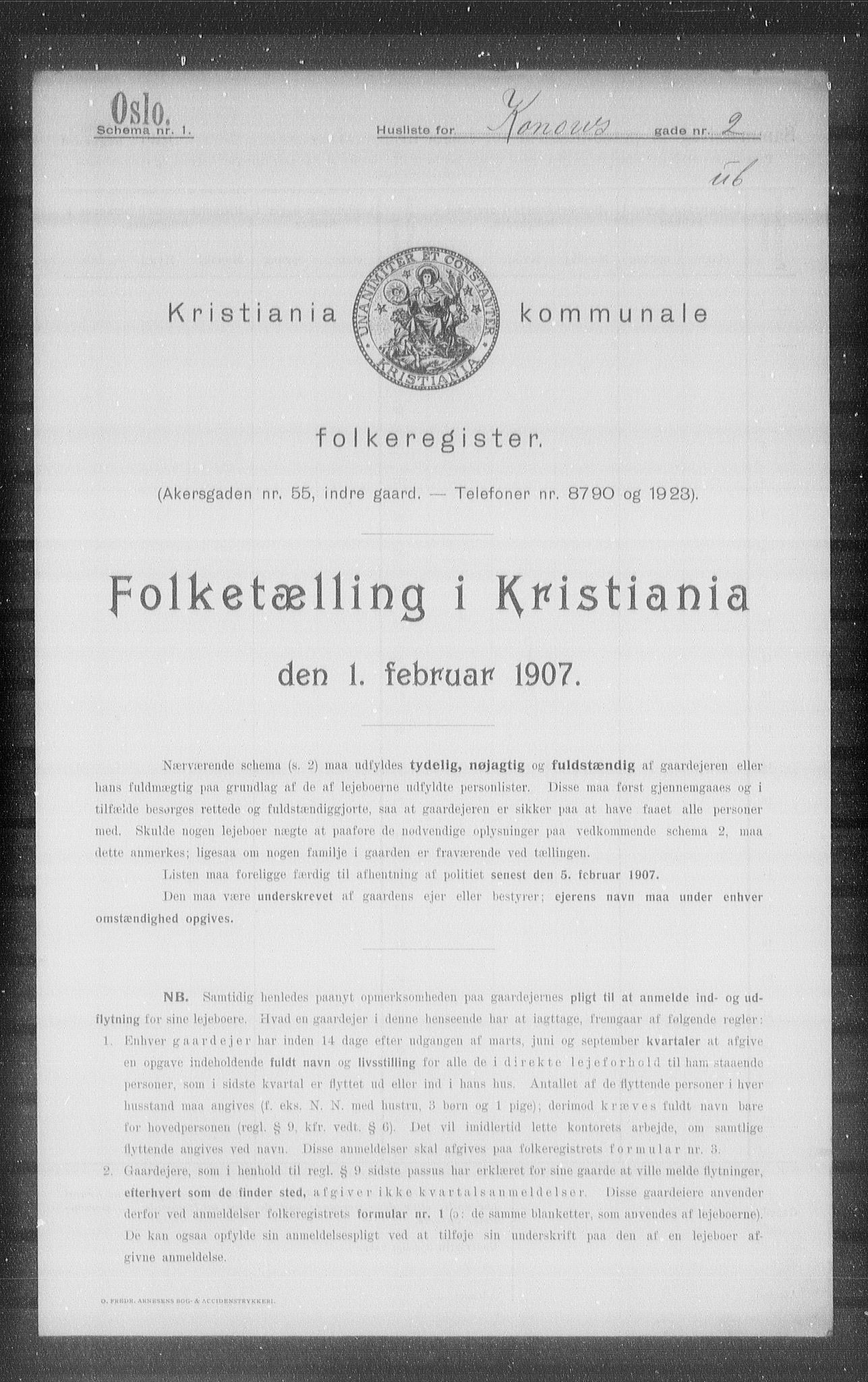 OBA, Municipal Census 1907 for Kristiania, 1907, p. 27015