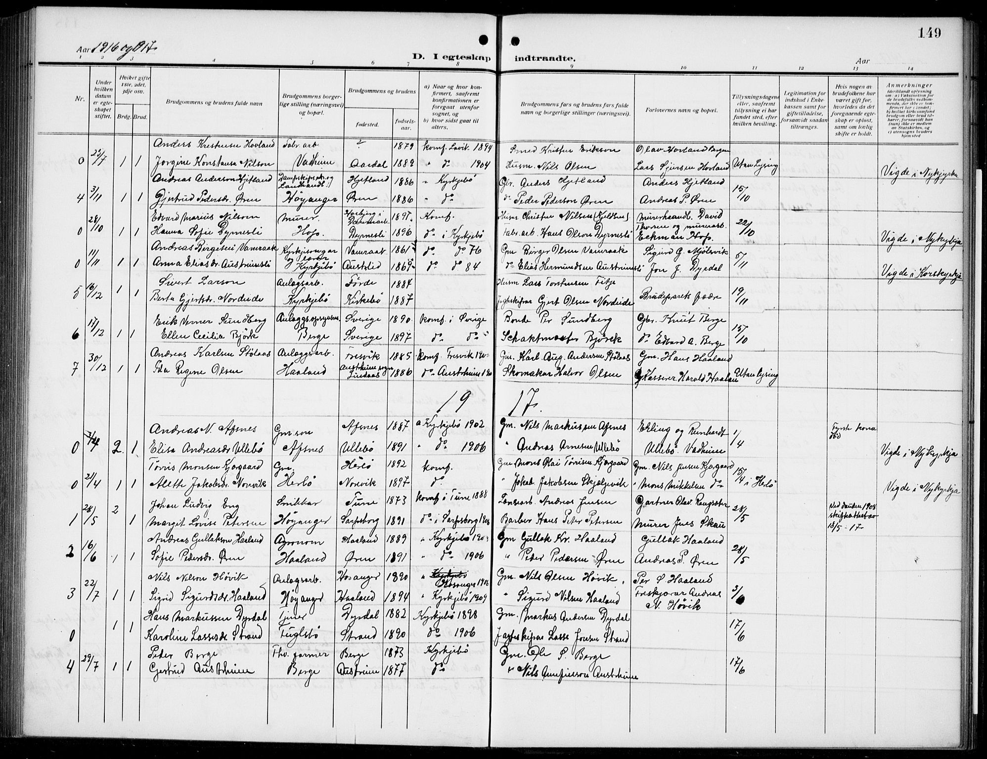 Lavik sokneprestembete, SAB/A-80901: Parish register (copy) no. B 4, 1914-1937, p. 149