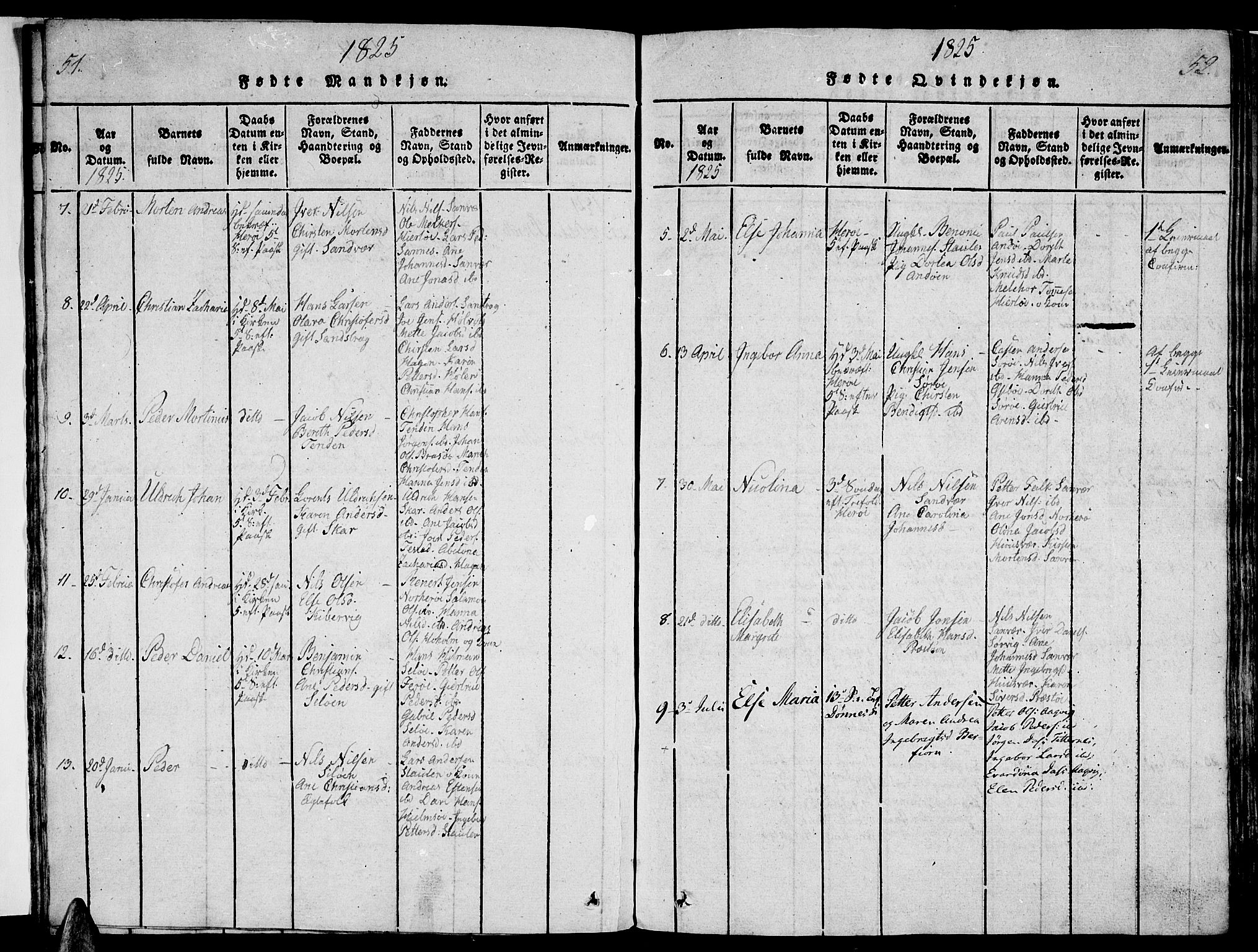 Ministerialprotokoller, klokkerbøker og fødselsregistre - Nordland, AV/SAT-A-1459/834/L0510: Parish register (copy) no. 834C01, 1820-1847, p. 51-52