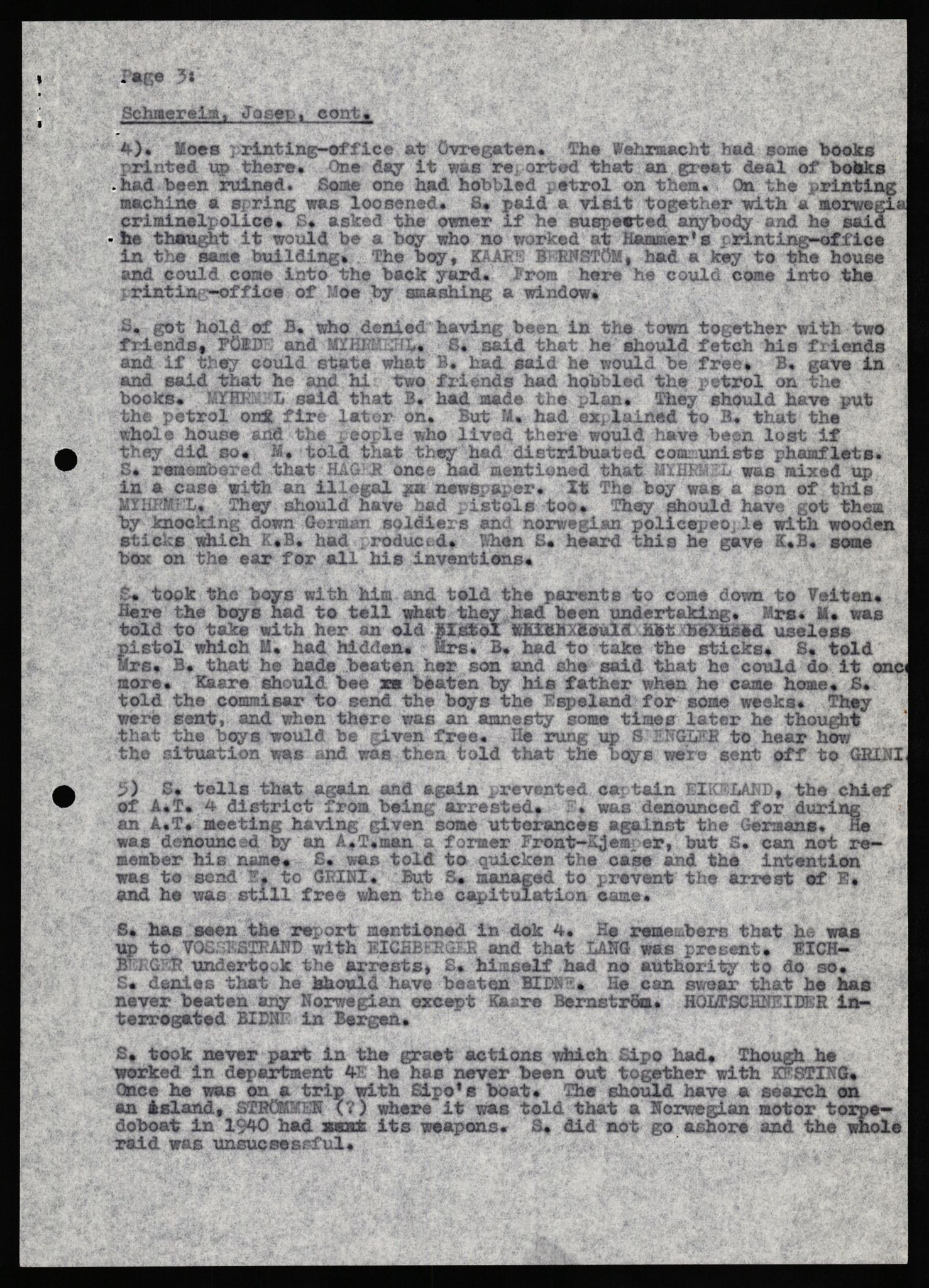 Forsvaret, Forsvarets overkommando II, RA/RAFA-3915/D/Db/L0029: CI Questionaires. Tyske okkupasjonsstyrker i Norge. Tyskere., 1945-1946, p. 323