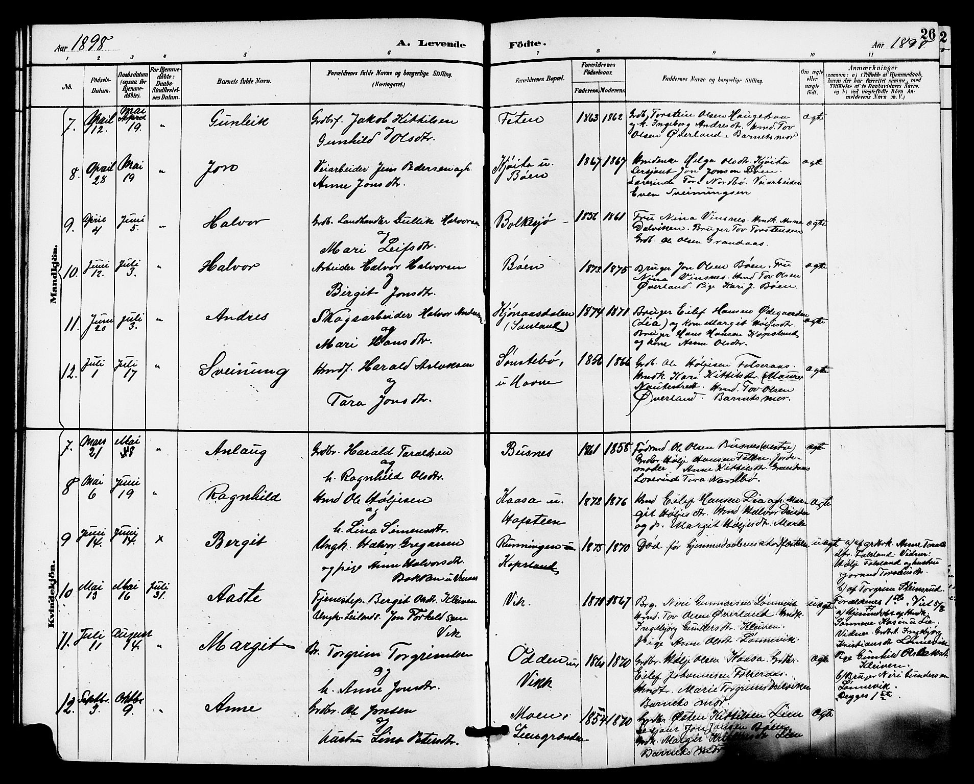 Gransherad kirkebøker, SAKO/A-267/G/Ga/L0003: Parish register (copy) no. I 3, 1887-1915, p. 26