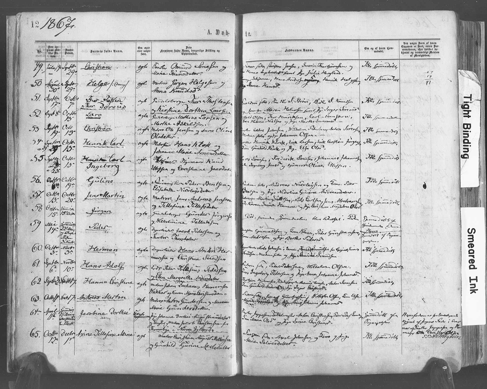 Risør sokneprestkontor, SAK/1111-0035/F/Fa/L0004: Parish register (official) no. A 4, 1865-1882, p. 12