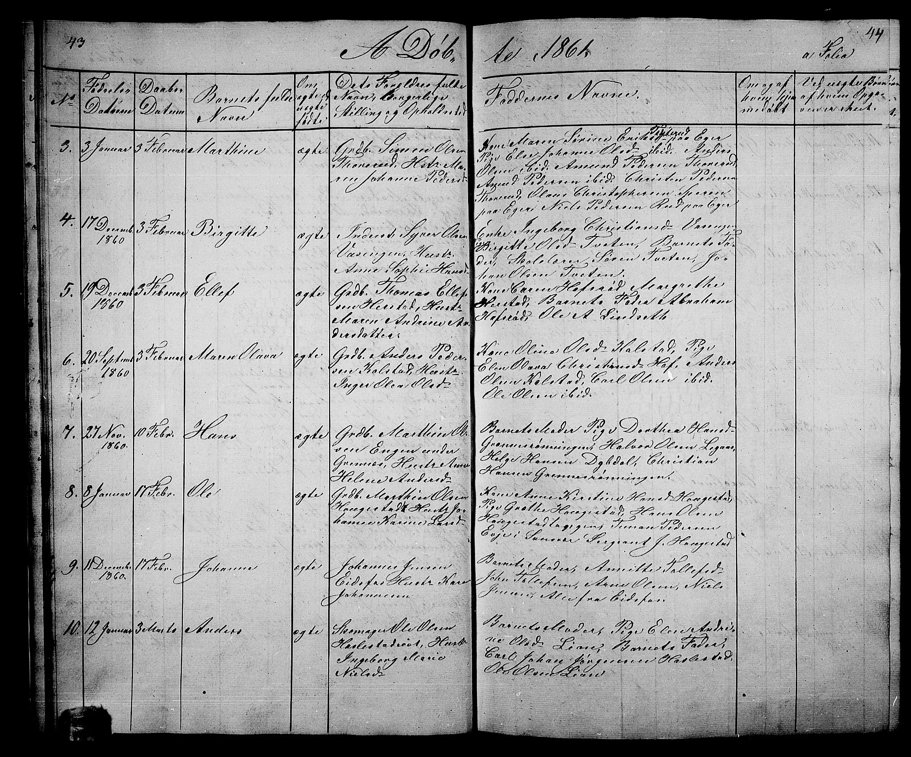 Hof kirkebøker, AV/SAKO-A-64/G/Ga/L0002: Parish register (copy) no. I 2, 1859-1873, p. 43-44