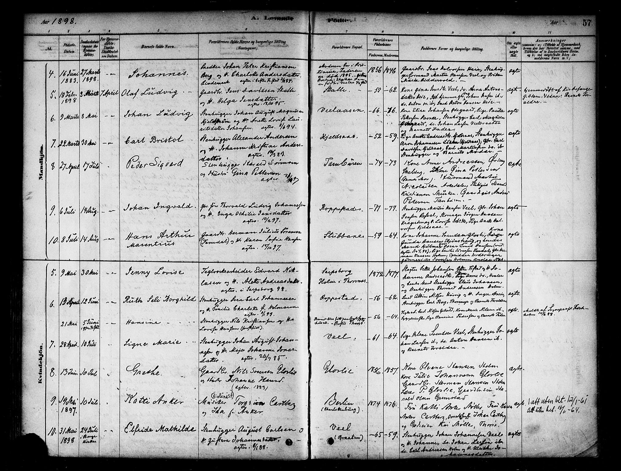 Borge prestekontor Kirkebøker, SAO/A-10903/F/Fb/L0003: Parish register (official) no. II 3, 1878-1902, p. 57