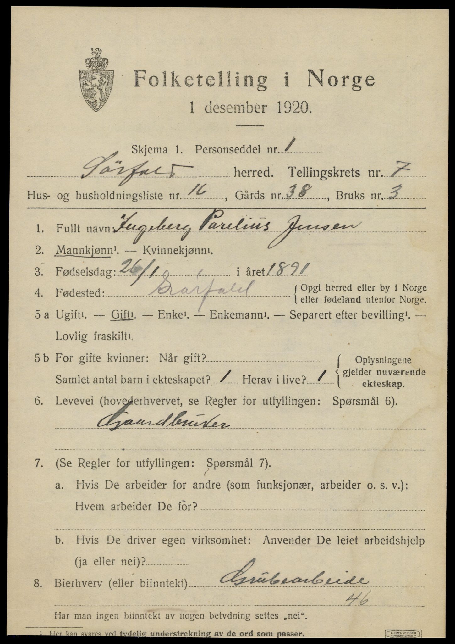 SAT, 1920 census for Sørfold, 1920, p. 4081