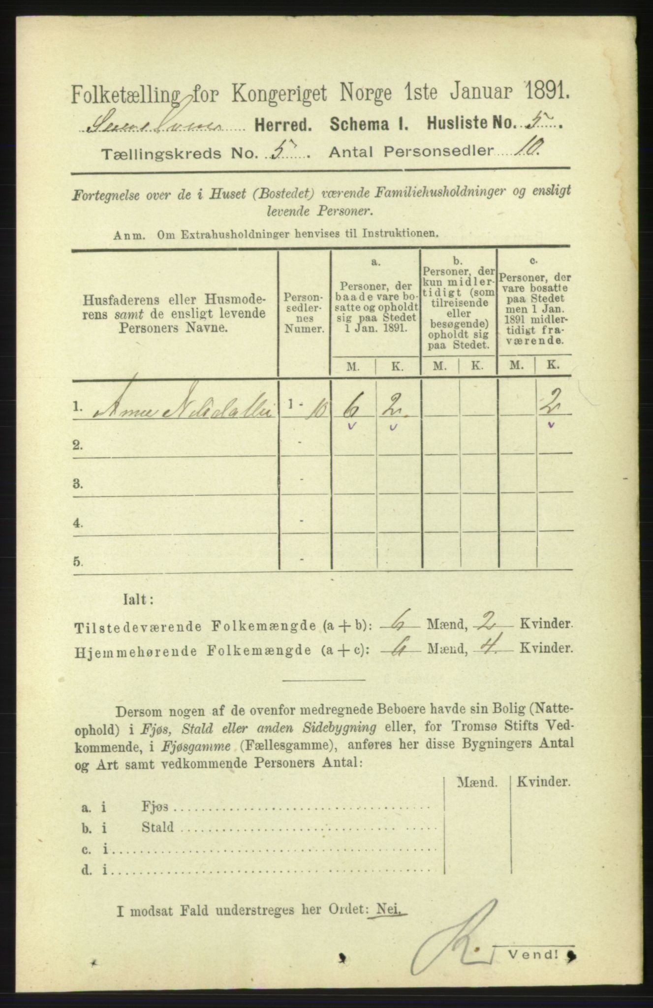 RA, 1891 census for 1523 Sunnylven, 1891, p. 1099