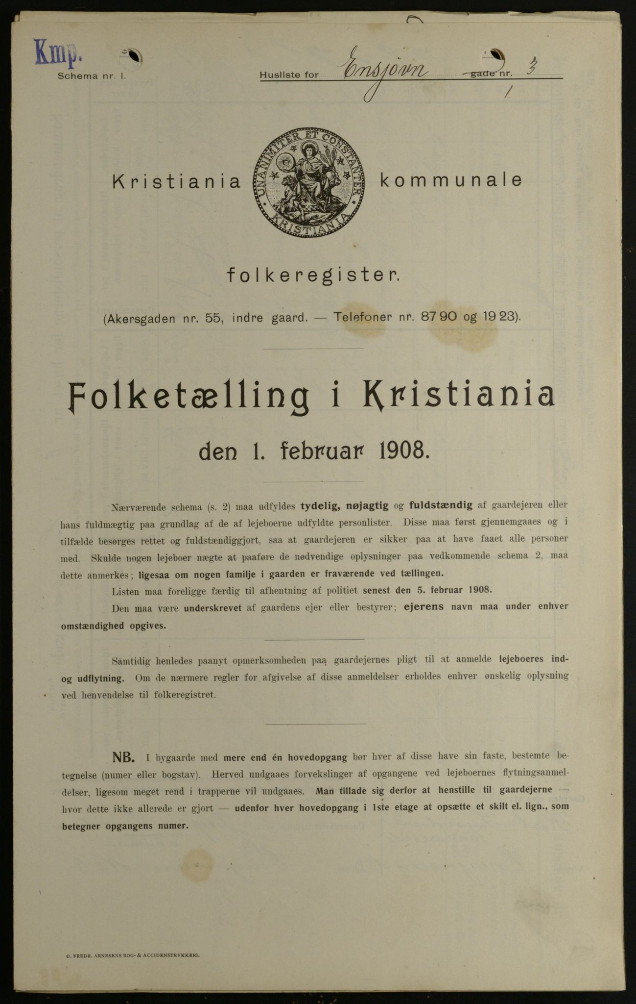 OBA, Municipal Census 1908 for Kristiania, 1908, p. 19986