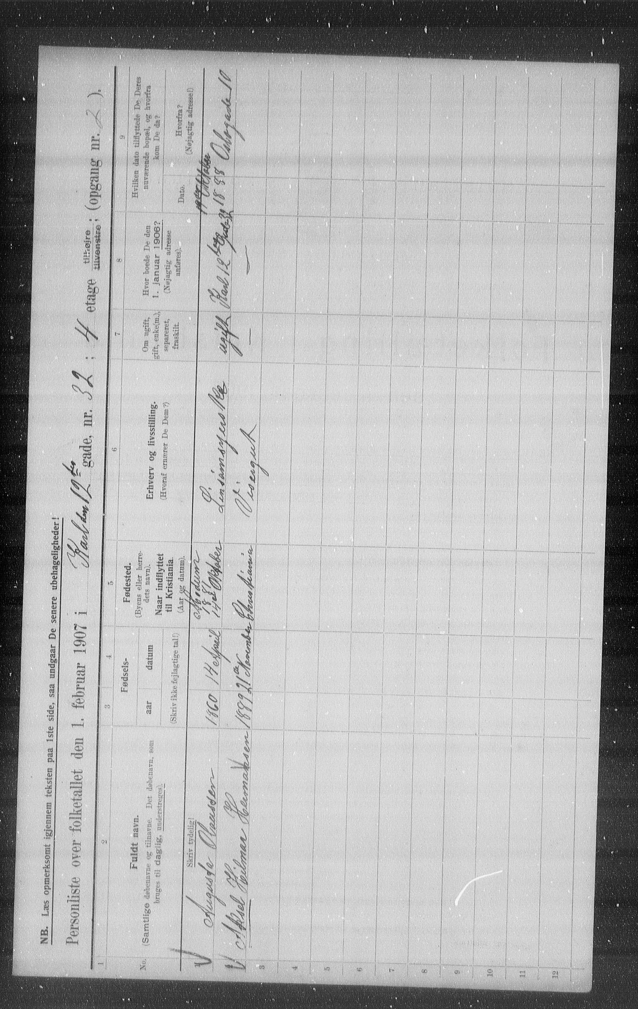 OBA, Municipal Census 1907 for Kristiania, 1907, p. 24800