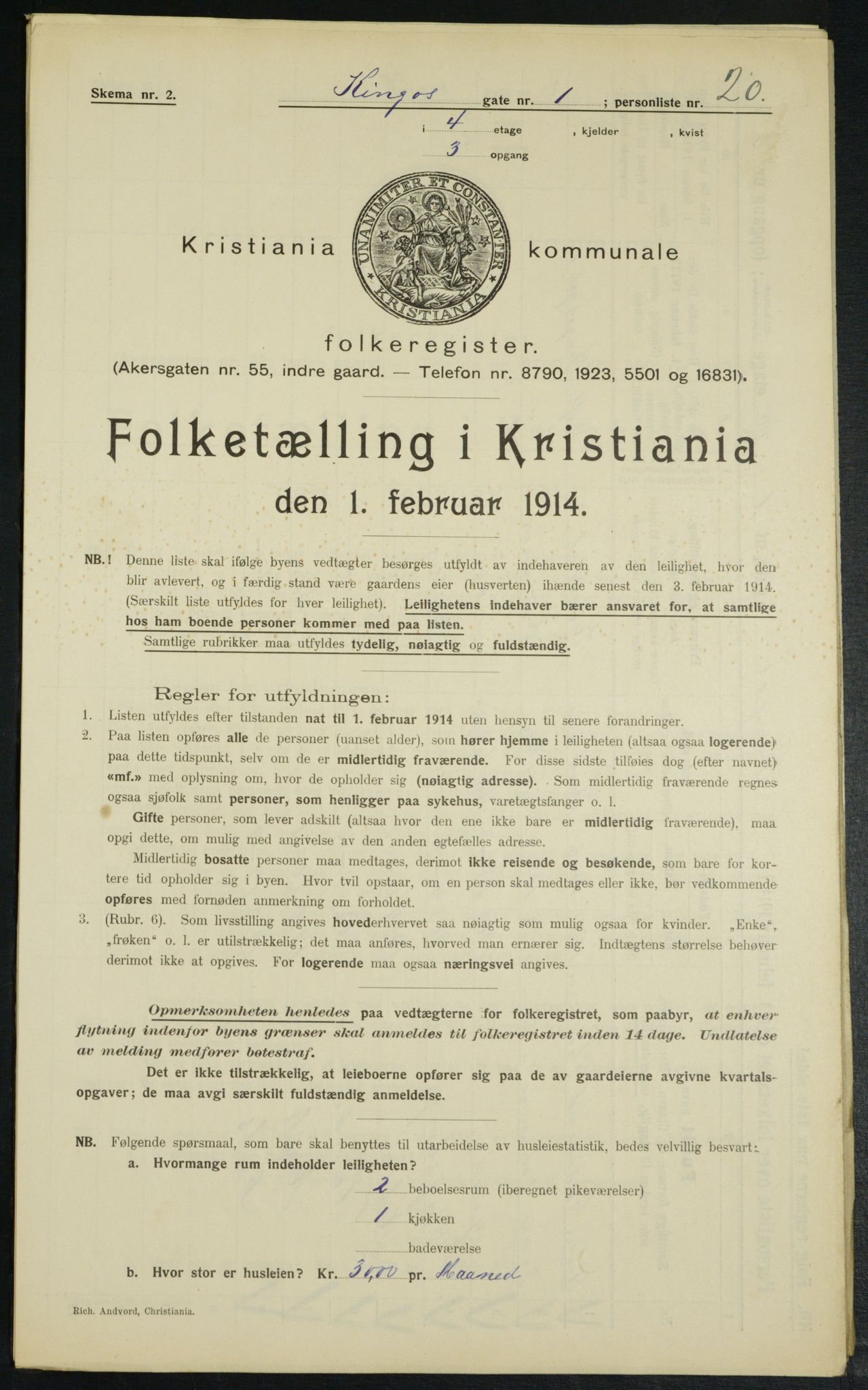 OBA, Municipal Census 1914 for Kristiania, 1914, p. 49493