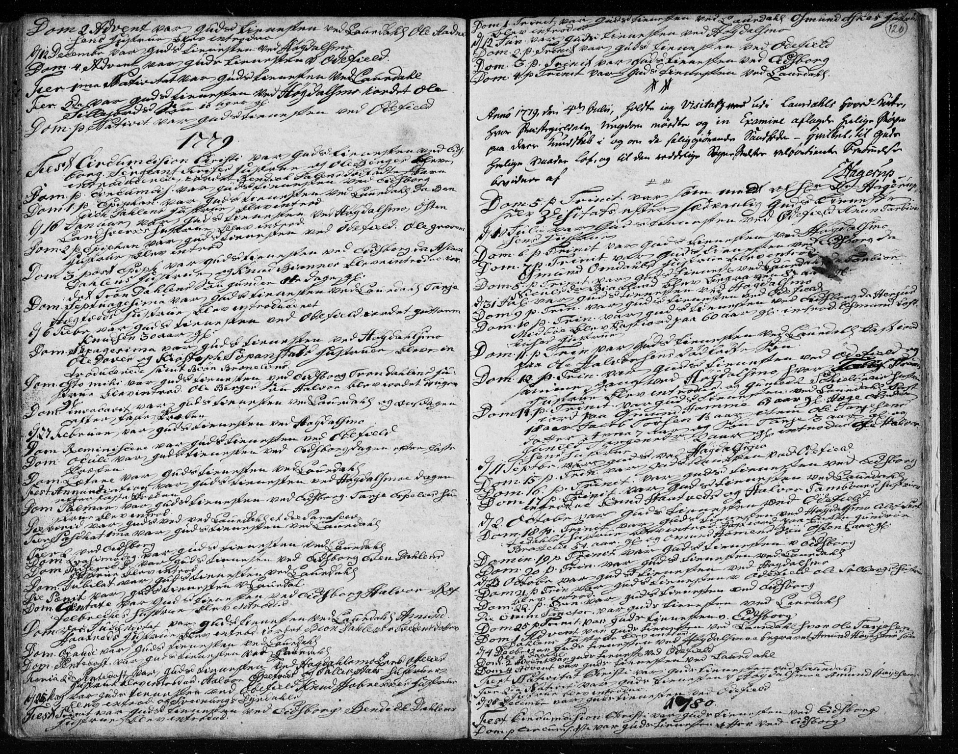 Lårdal kirkebøker, AV/SAKO-A-284/F/Fa/L0003: Parish register (official) no. I 3, 1754-1790, p. 120