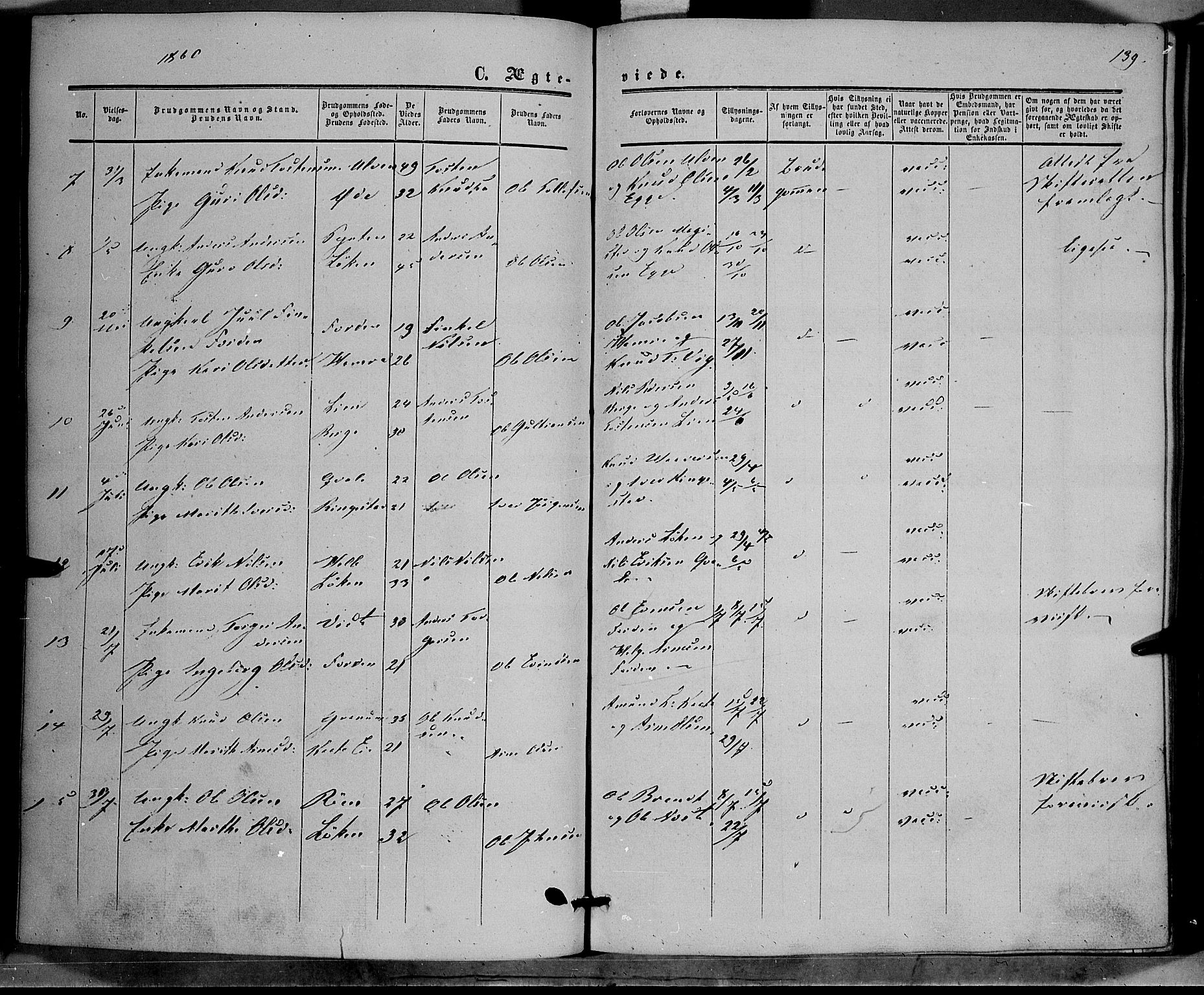 Vestre Slidre prestekontor, SAH/PREST-136/H/Ha/Haa/L0002: Parish register (official) no. 2, 1856-1864, p. 139