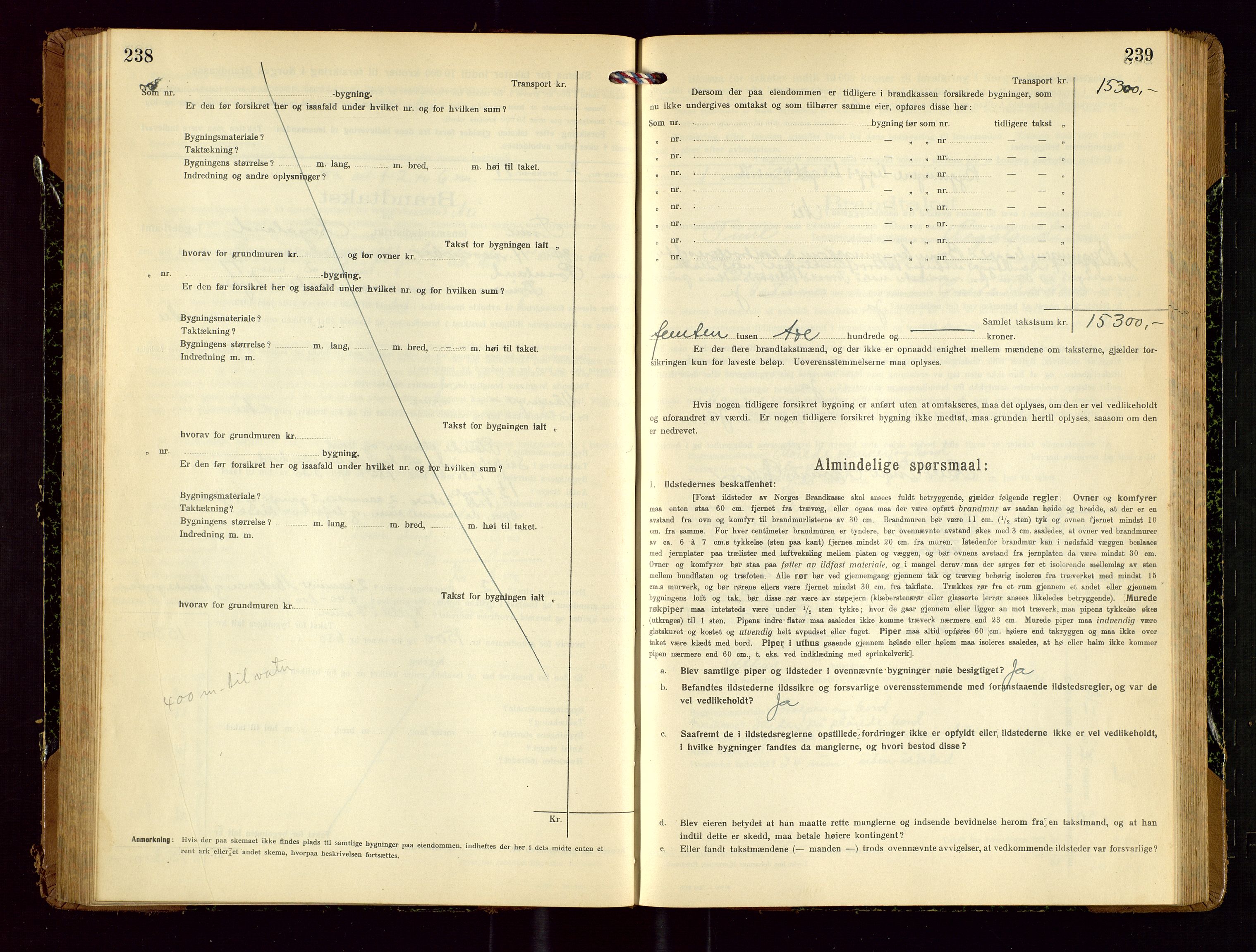 Time lensmannskontor, SAST/A-100420/Gob/L0002: Branntakstprotokoll, 1919-1952, p. 238-239