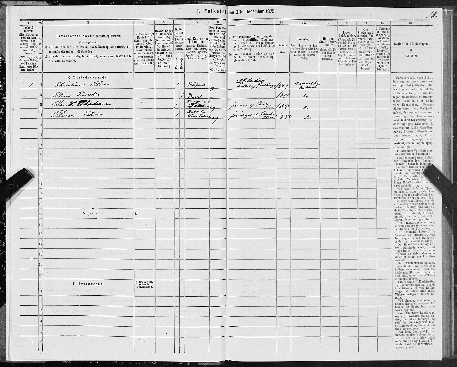 SAT, 1875 census for 1553P Kvernes, 1875, p. 3012