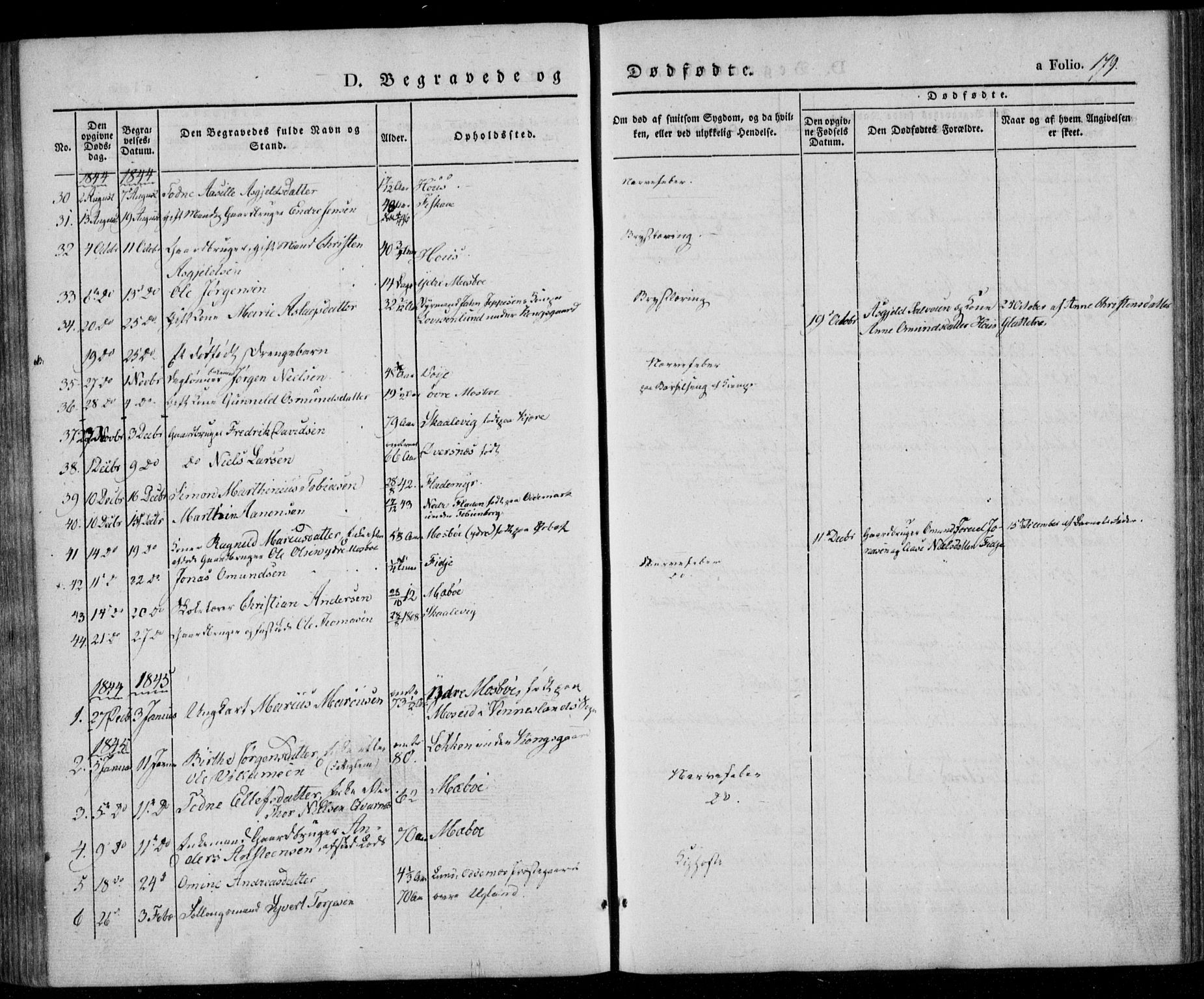 Oddernes sokneprestkontor, SAK/1111-0033/F/Fa/Faa/L0006: Parish register (official) no. A 6, 1838-1851, p. 179