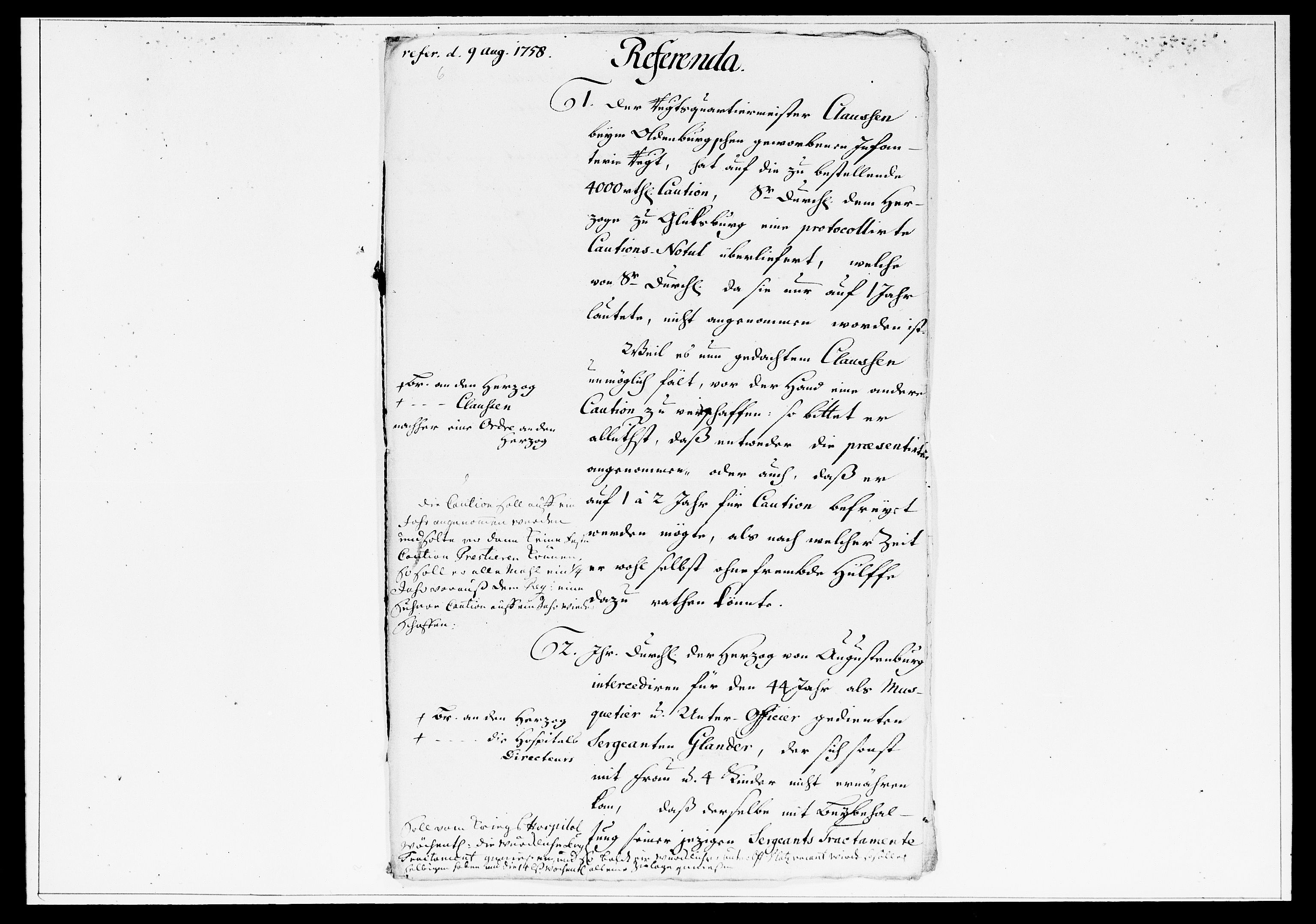 Krigskollegiet, Krigskancelliet, DRA/A-0006/-/1297-1314: Refererede sager, 1758, p. 432