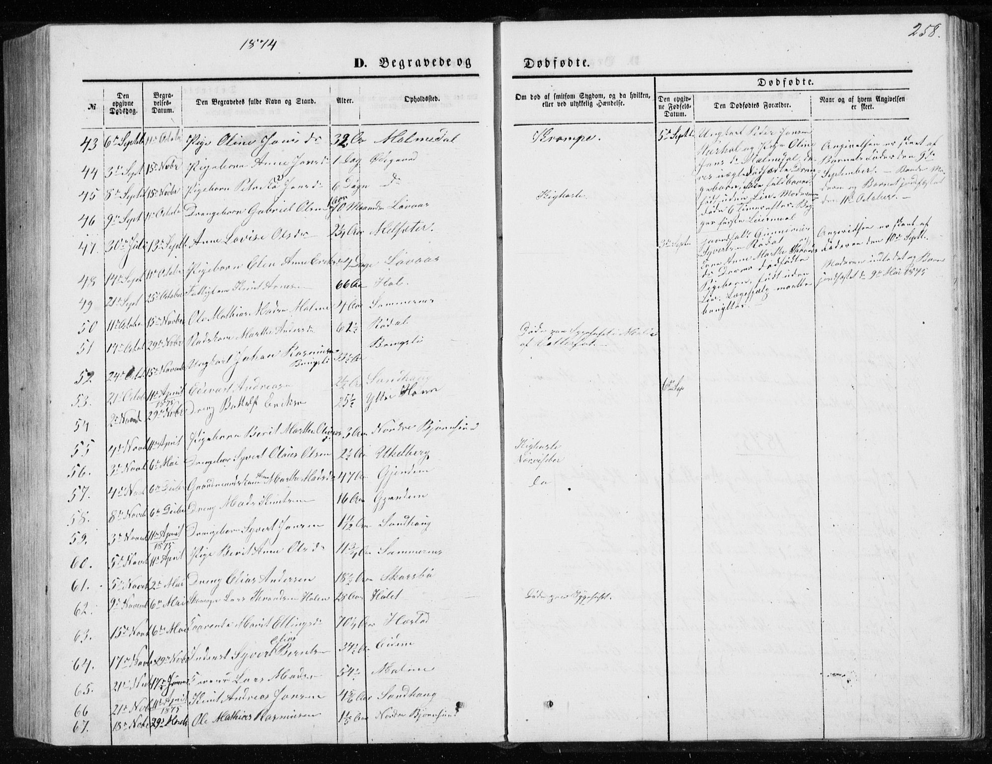 Ministerialprotokoller, klokkerbøker og fødselsregistre - Møre og Romsdal, AV/SAT-A-1454/565/L0754: Parish register (copy) no. 565C03, 1870-1896, p. 258