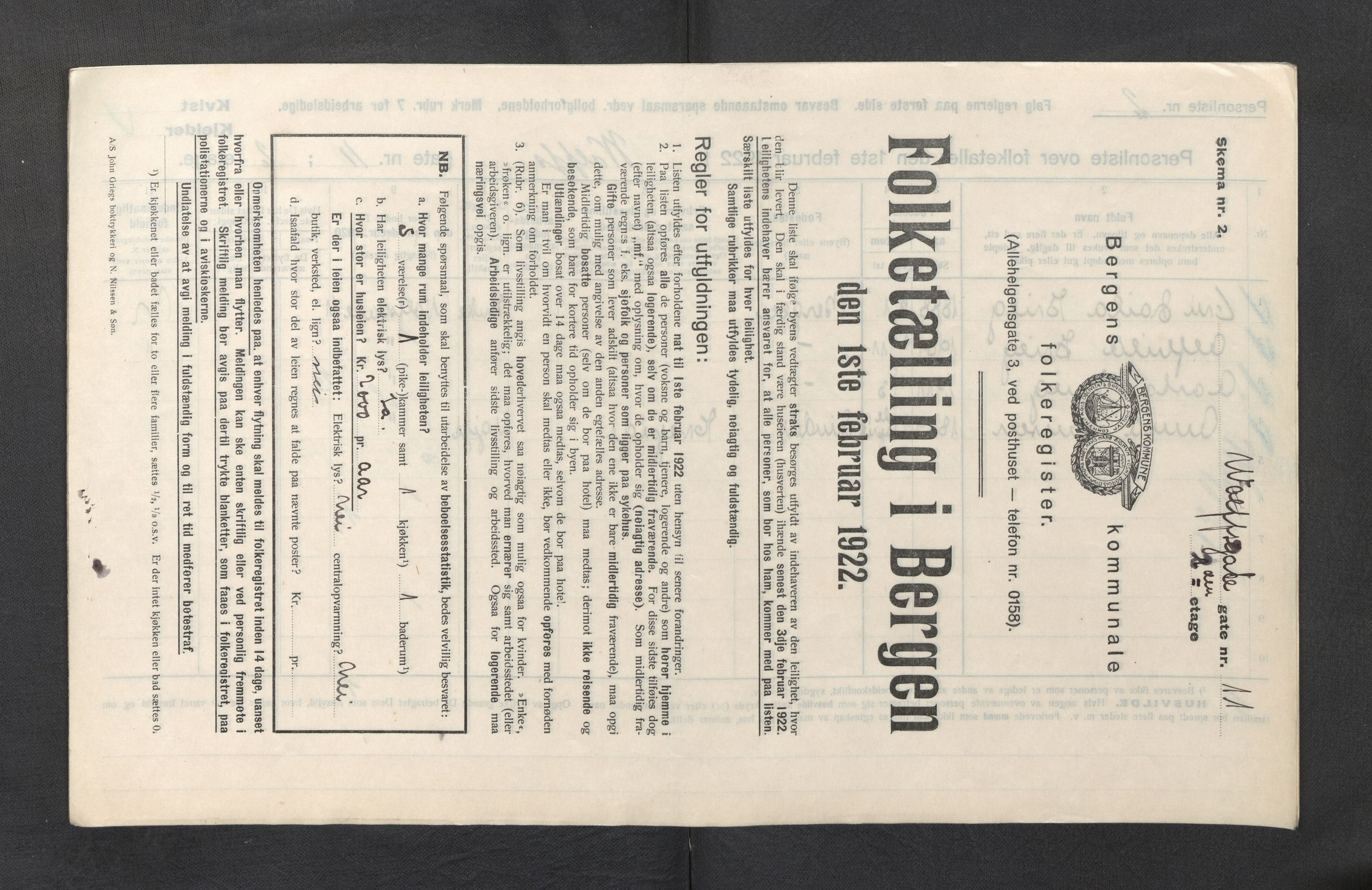 SAB, Municipal Census 1922 for Bergen, 1922, p. 47725