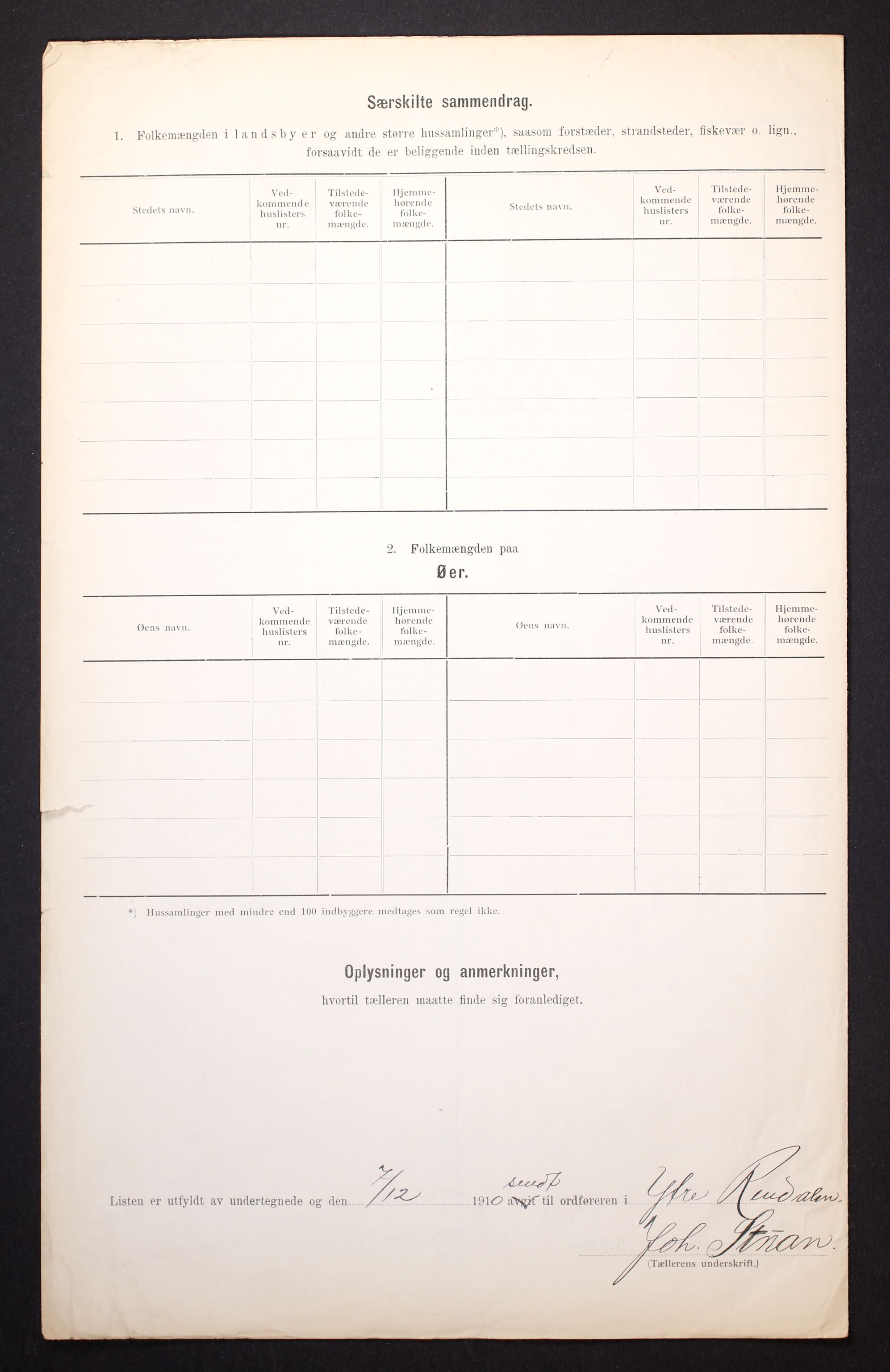 RA, 1910 census for Ytre Rendal, 1910, p. 15