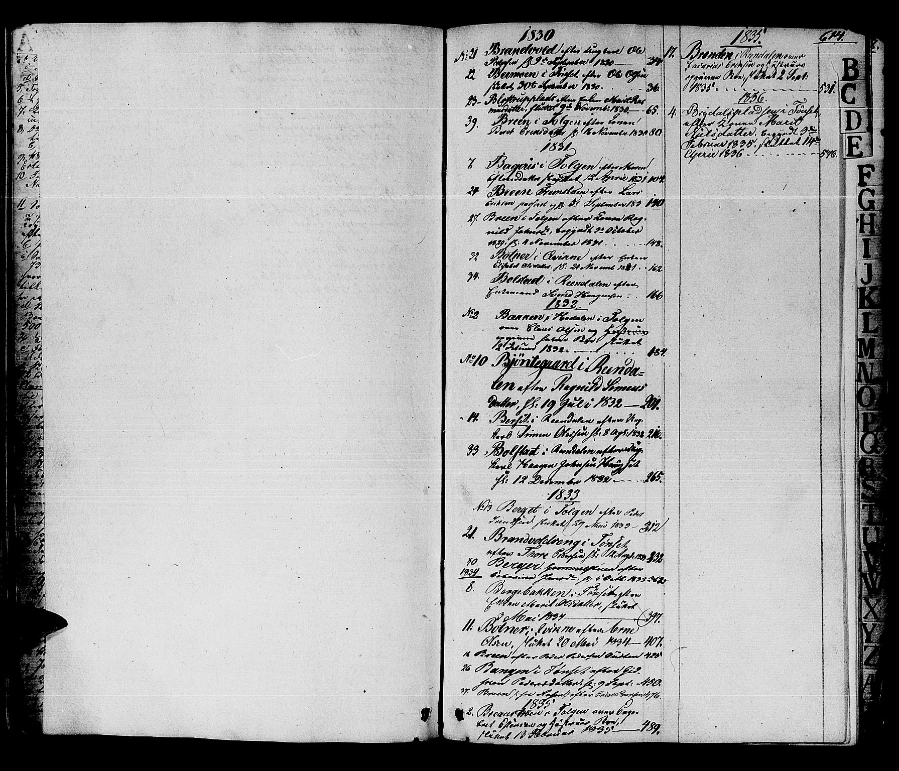 Østerdalen sorenskriveri, AV/SAH-TING-032/J/Ja/L0015: Skifteprotokoll - Nord-Østerdal, 1830-1836, p. 613b-614a