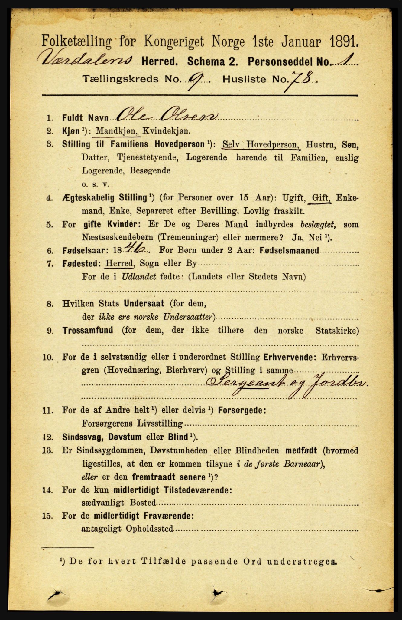 RA, 1891 census for 1721 Verdal, 1891, p. 5502