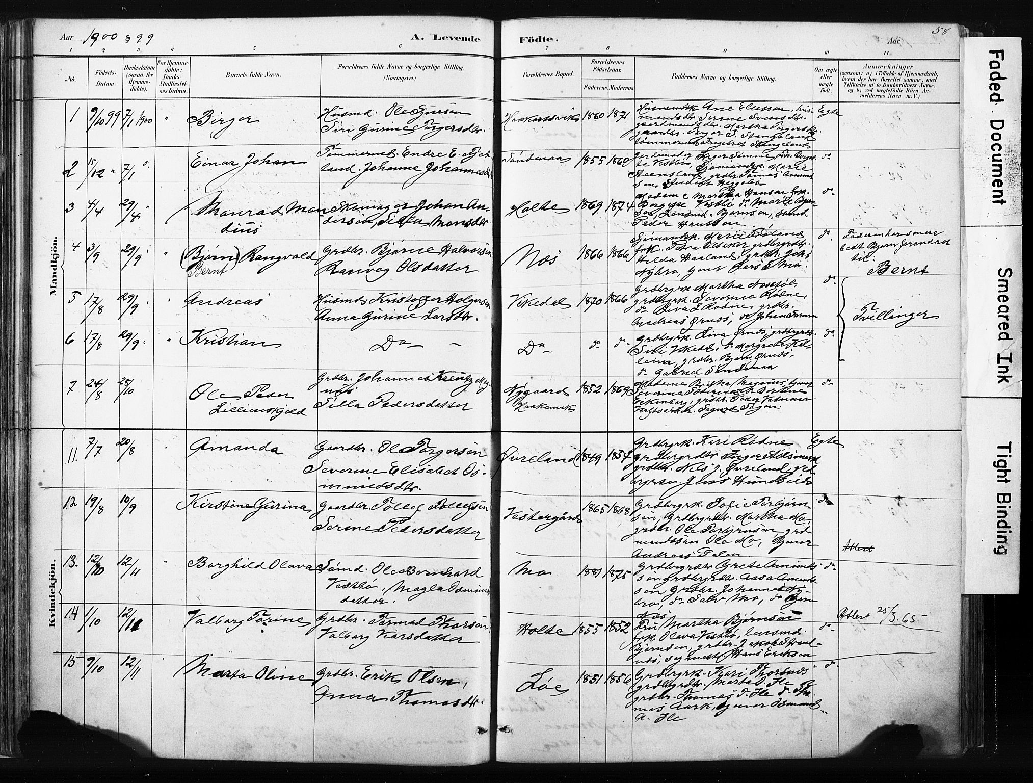 Vikedal sokneprestkontor, SAST/A-101840/01/IV: Parish register (official) no. A 10, 1884-1907, p. 58