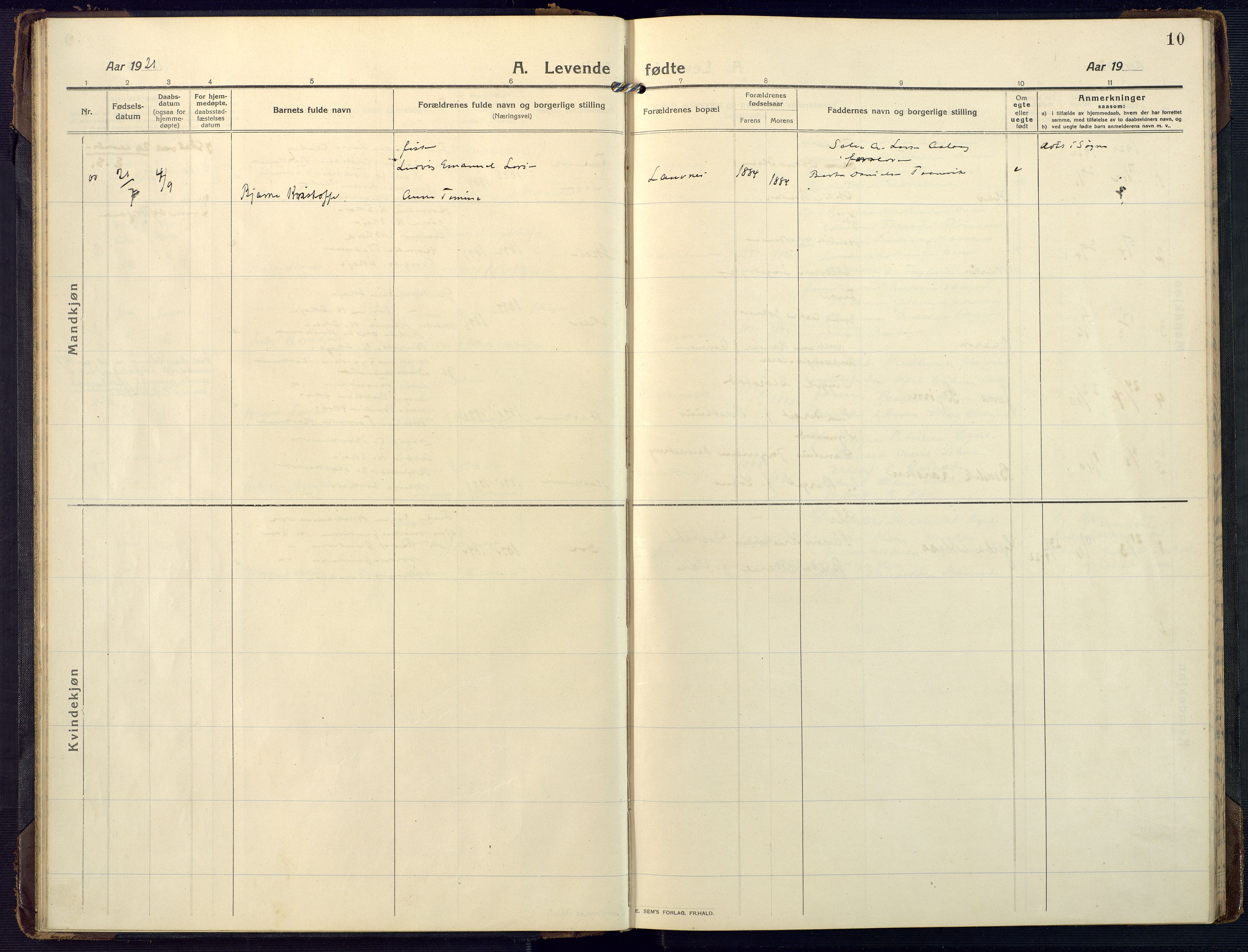 Mandal sokneprestkontor, SAK/1111-0030/F/Fa/Fab/L0003: Parish register (official) no. A 3, 1913-1933, p. 10