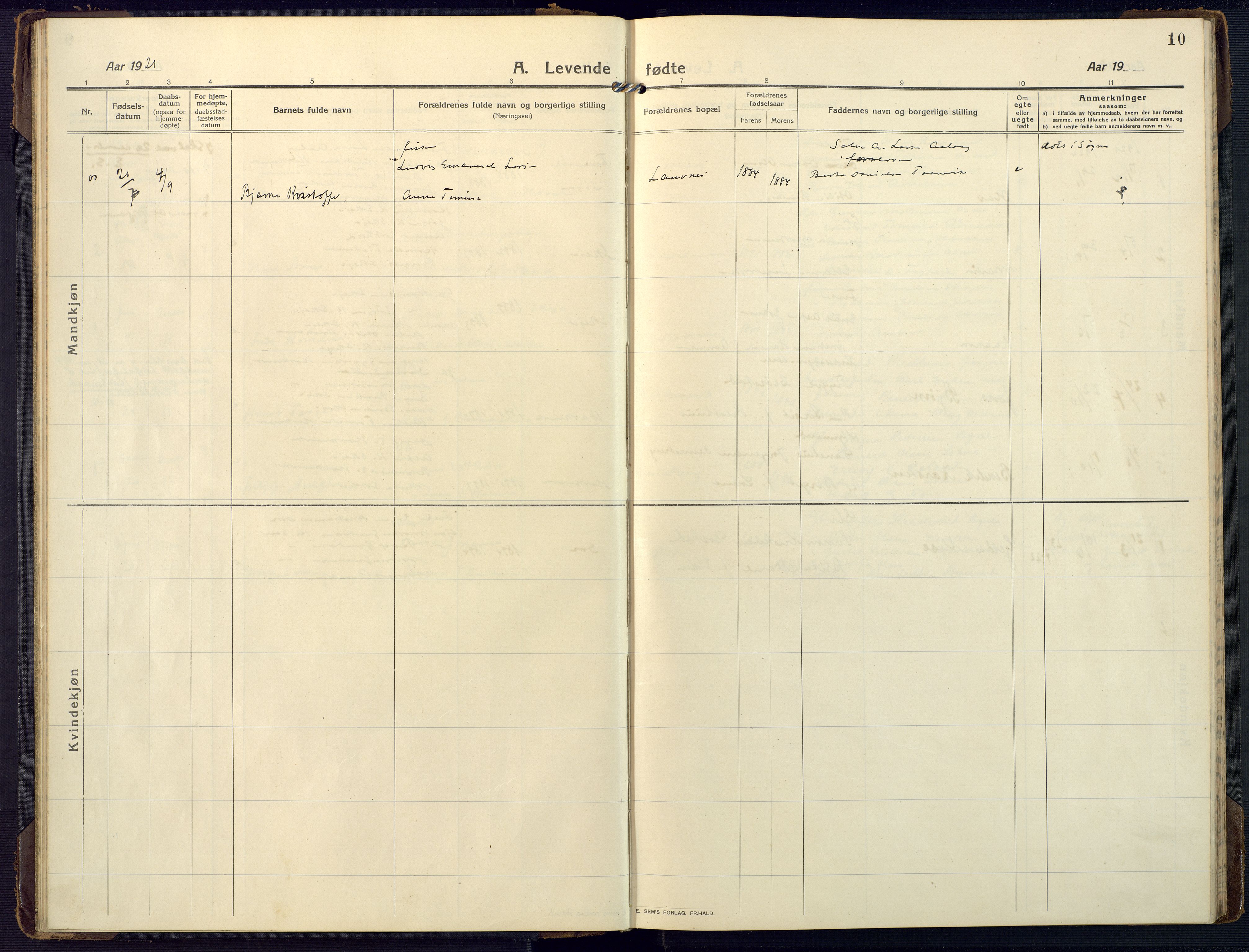 Mandal sokneprestkontor, AV/SAK-1111-0030/F/Fa/Fab/L0003: Parish register (official) no. A 3, 1913-1933, p. 10