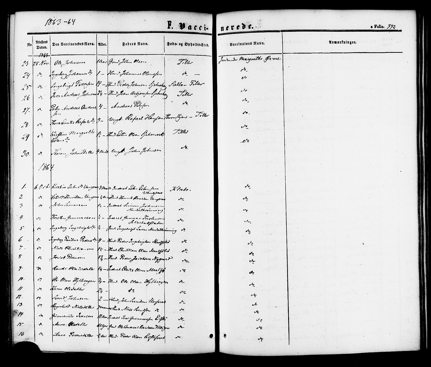 Ministerialprotokoller, klokkerbøker og fødselsregistre - Sør-Trøndelag, AV/SAT-A-1456/618/L0442: Parish register (official) no. 618A06 /1, 1863-1879, p. 332