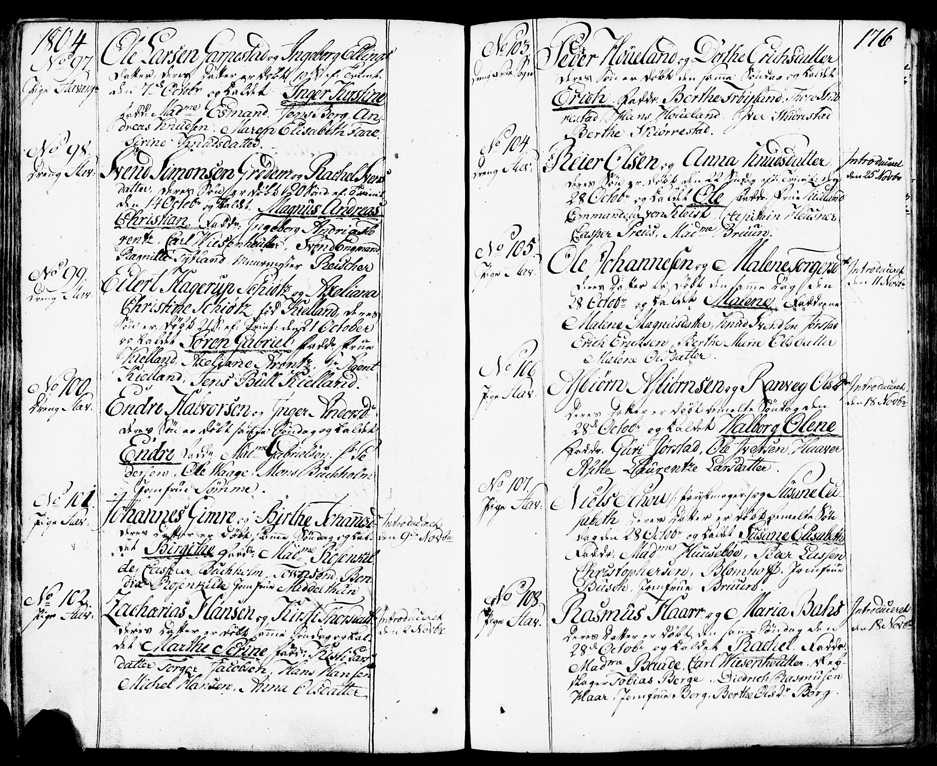 Domkirken sokneprestkontor, SAST/A-101812/001/30/30BB/L0007: Parish register (copy) no. B 7, 1791-1813, p. 176
