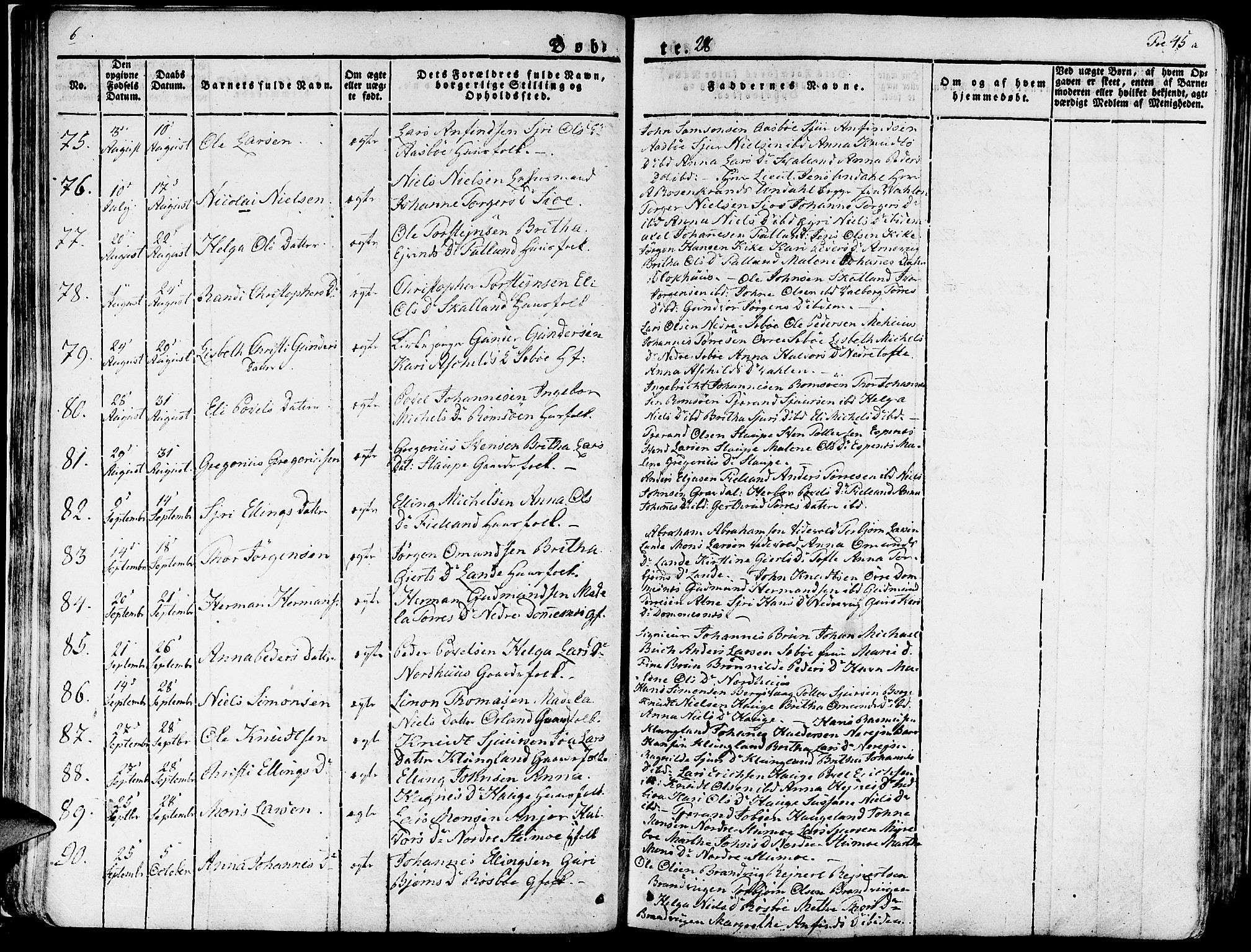 Fjelberg sokneprestembete, AV/SAB-A-75201/H/Haa: Parish register (official) no. A 5, 1822-1834, p. 45