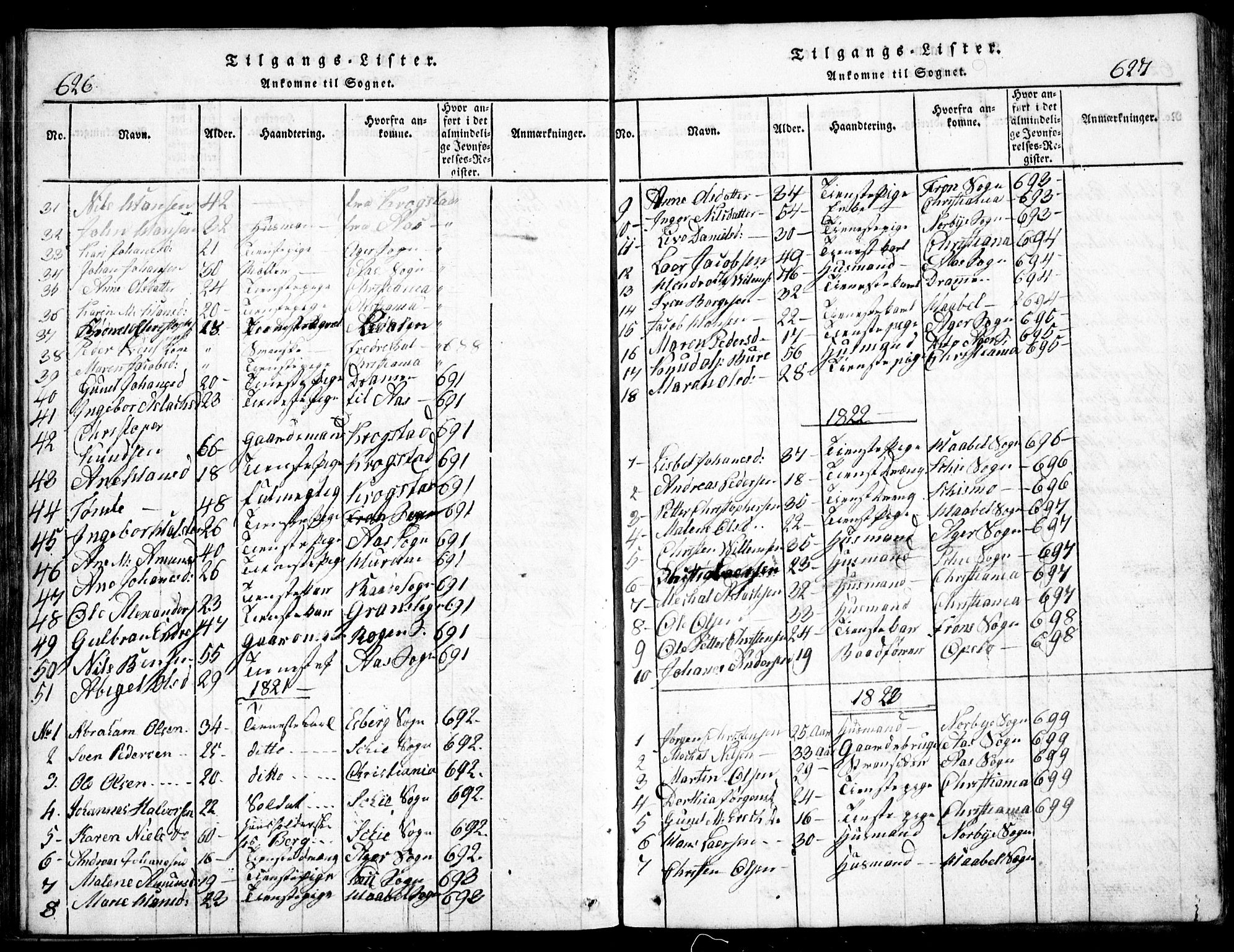 Nesodden prestekontor Kirkebøker, AV/SAO-A-10013/G/Ga/L0001: Parish register (copy) no. I 1, 1814-1847, p. 626-627